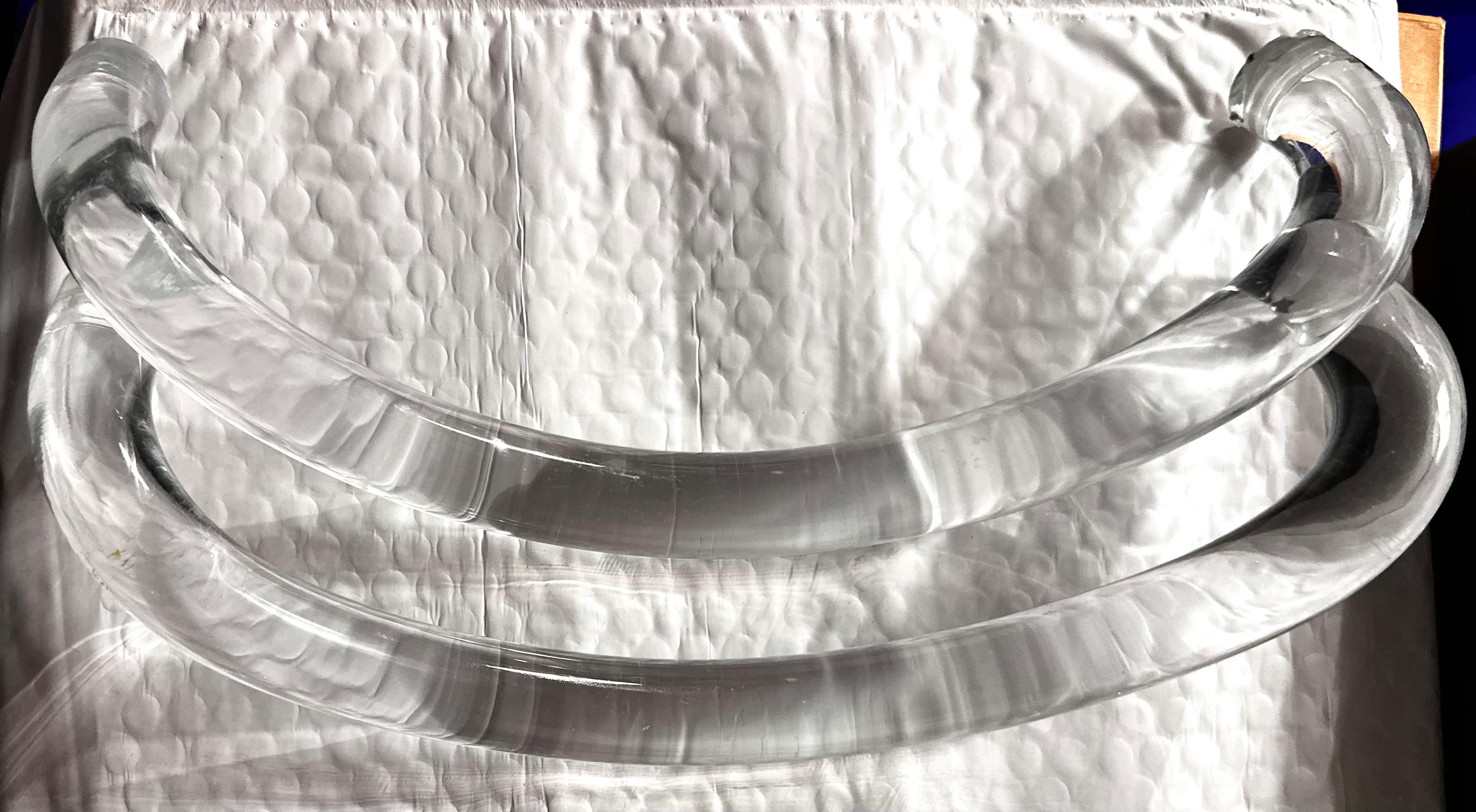 Set di 3 maniglie a scala larga in lucite, acrilico trasparente, 10