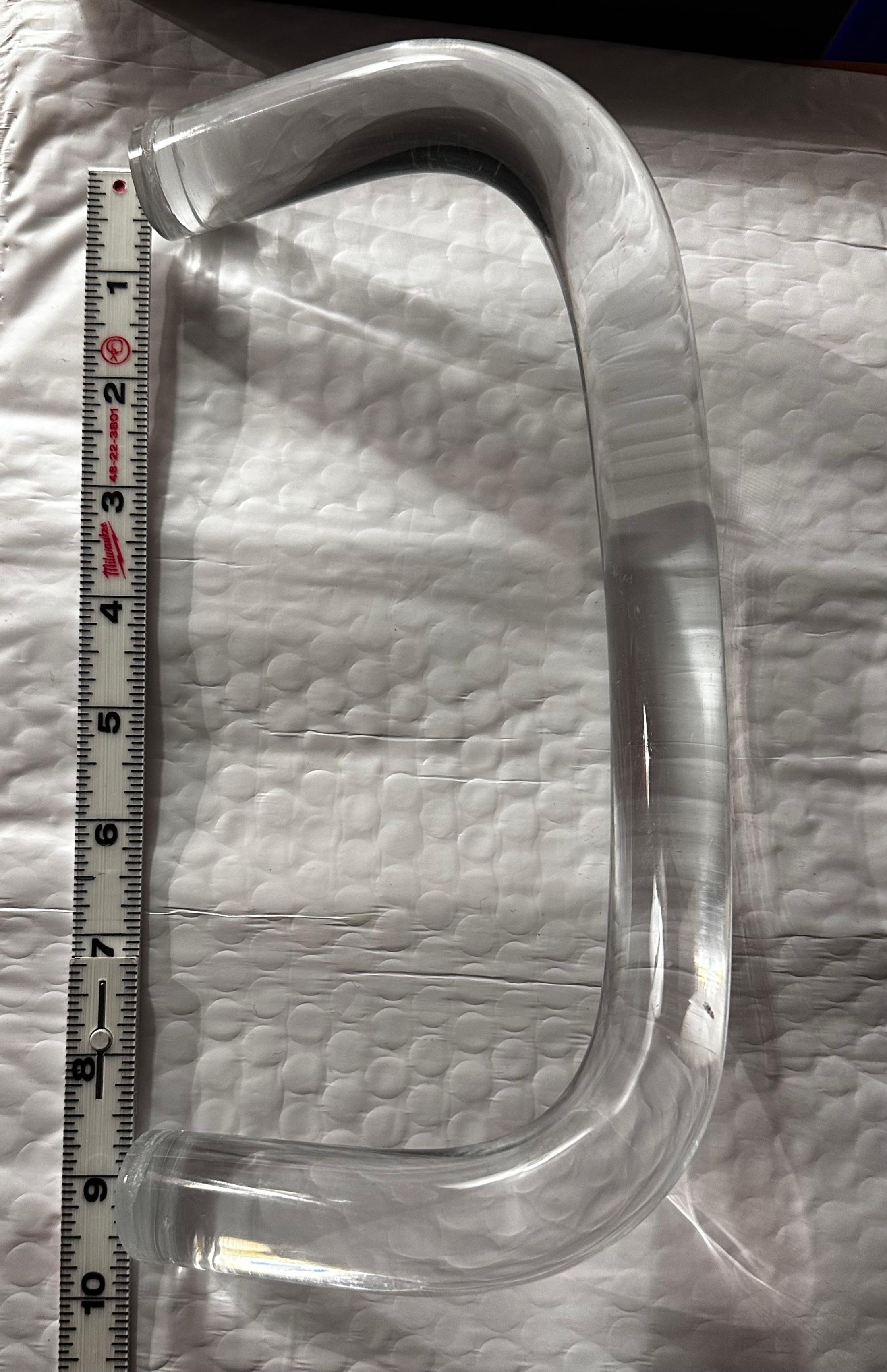 Set di 3 maniglie a scala larga in lucite, acrilico trasparente, 10