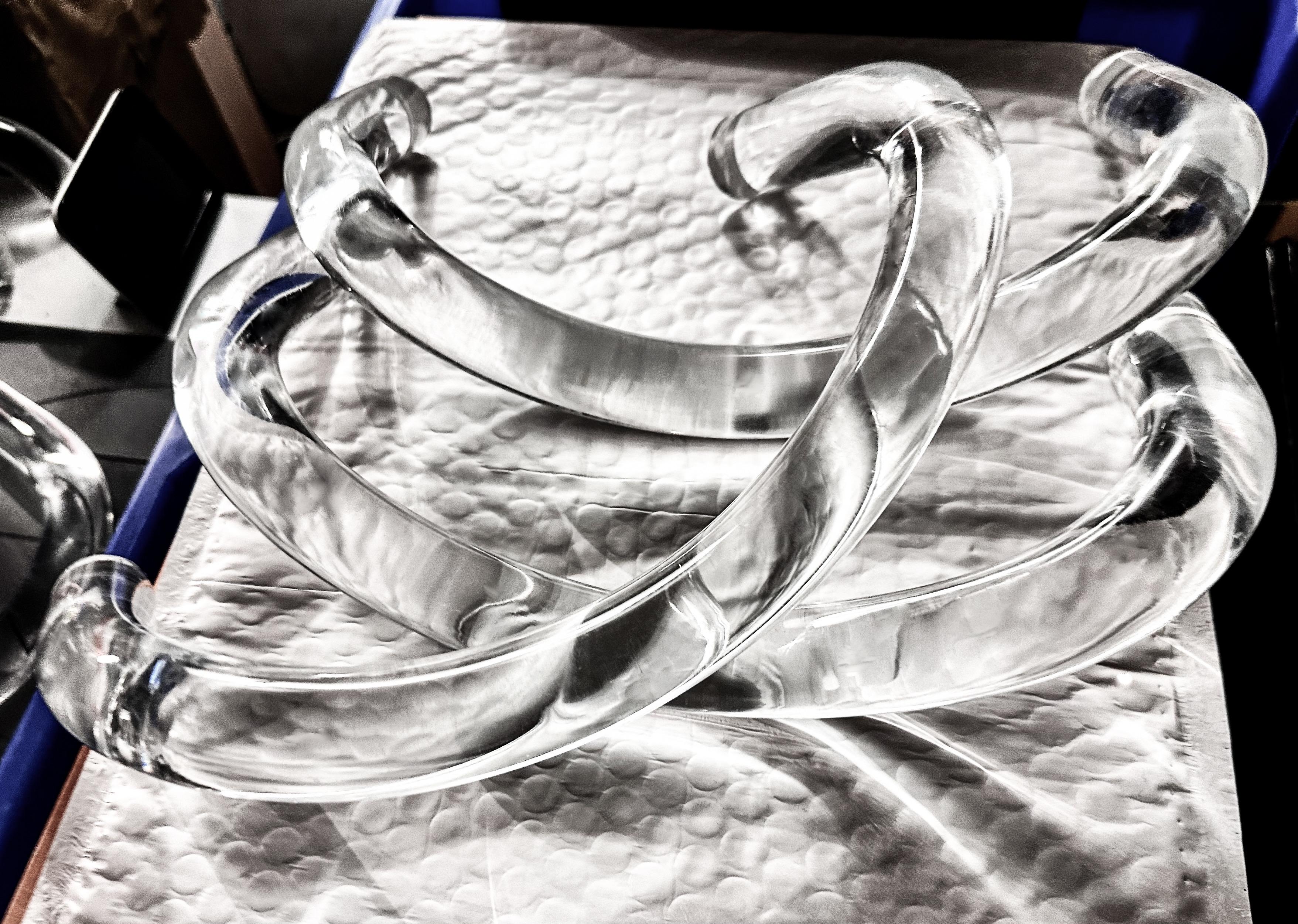 Set di 3 maniglie a scala larga in lucite, acrilico trasparente, 10