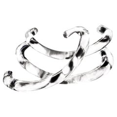 Mid-Century Modern Lucite Large-scale Handle Set of 3, Clear Acrylic, 10”, USA.