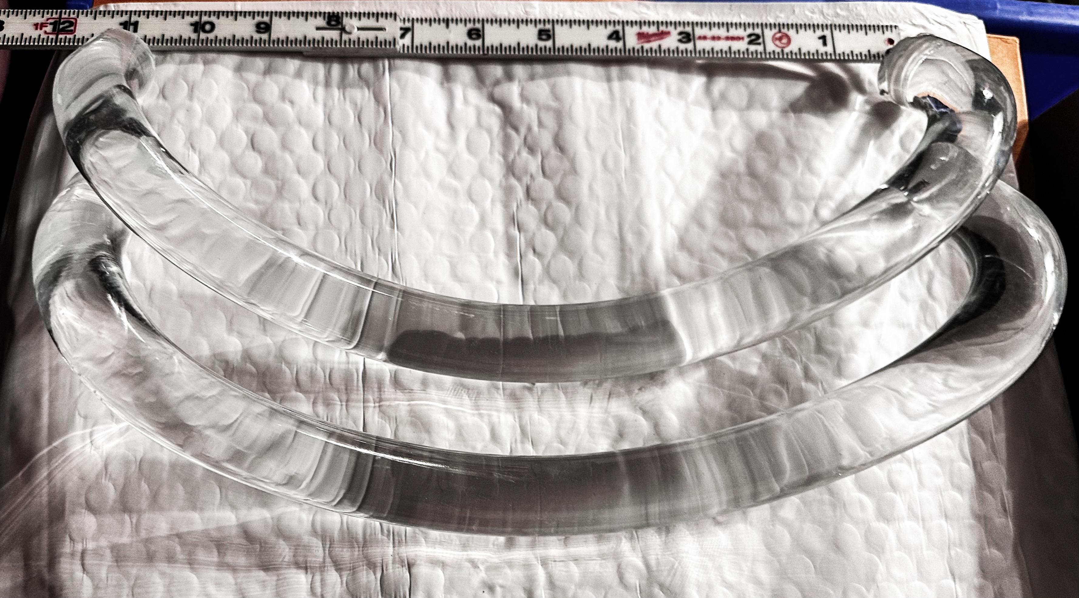 Set di 3 maniglie a scala larga in lucite, acrilico trasparente, 12