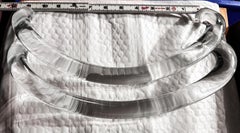 Mid-Century Modern Lucite Large-scale Handle Set of 3, Clear Acrylic, 12”, USA.