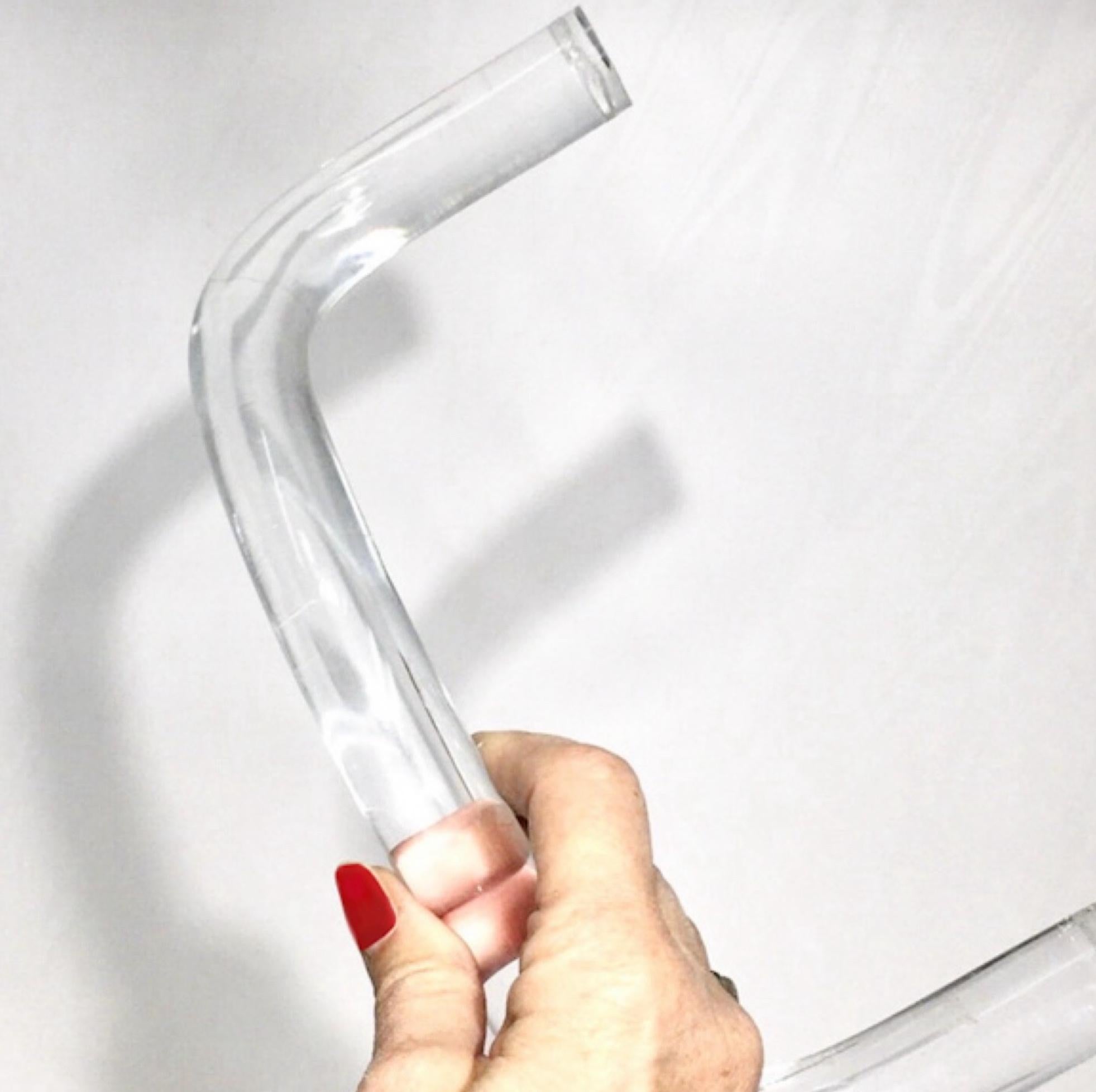 Set di 3 maniglie a scala larga in lucite, acrilico trasparente, 12
