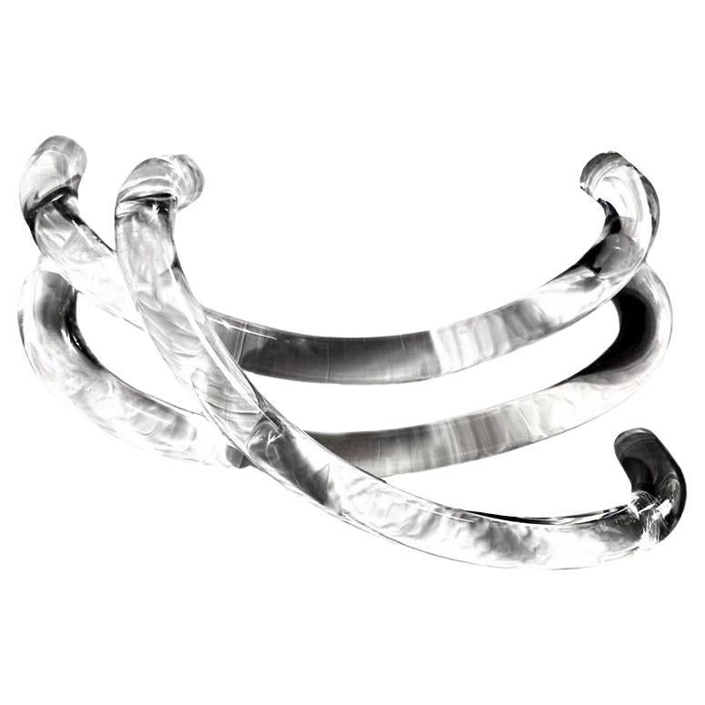 Juego de 3 Asas Grandes de Lucite Modernas de Mitad de Siglo, Acrílico Transparente, 12", EE.UU.