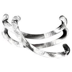 Juego de 3 Asas Grandes de Lucite Modernas de Mitad de Siglo, Acrílico Transparente, 12", EE.UU.