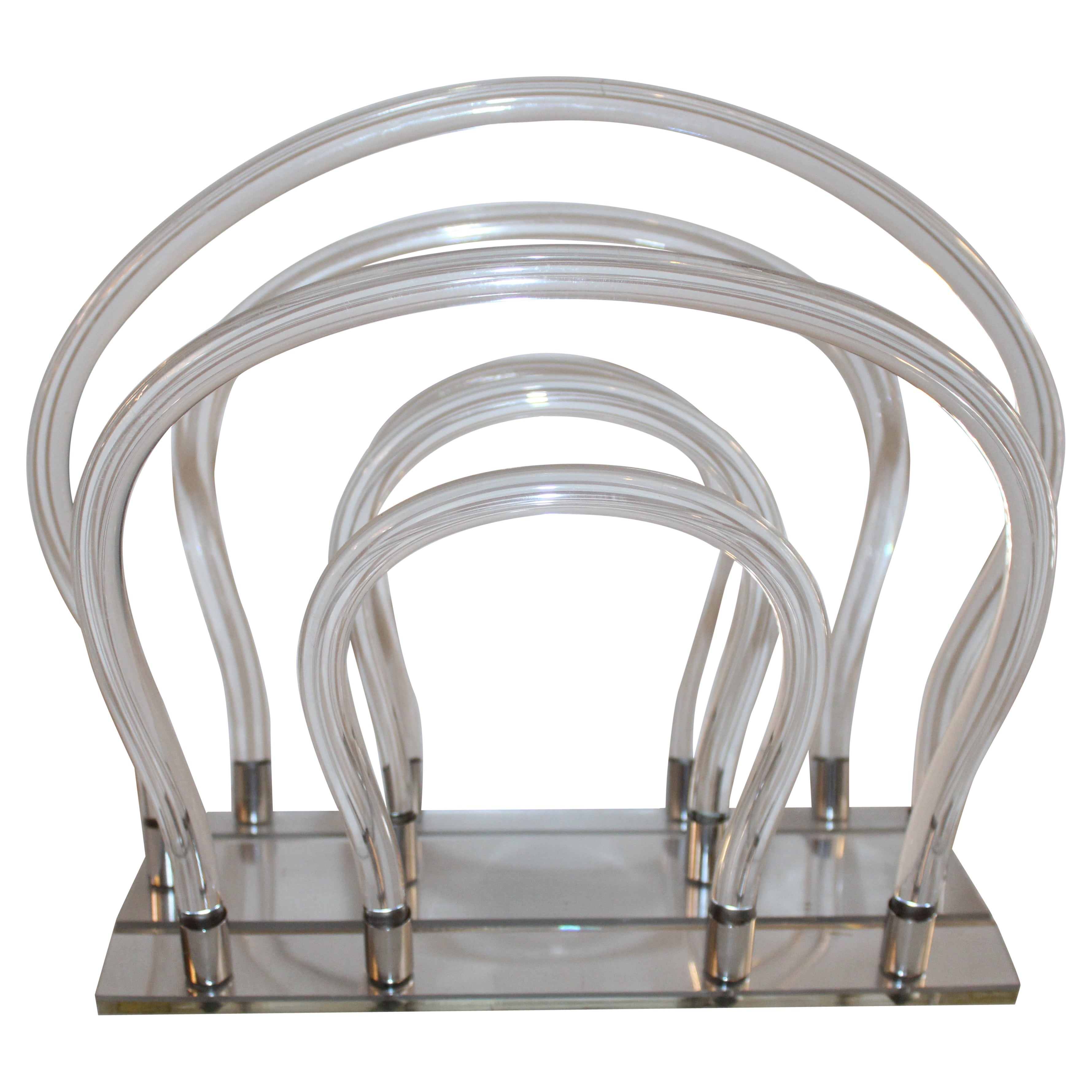 Porte-revues en lucite moderne du milieu du siècle