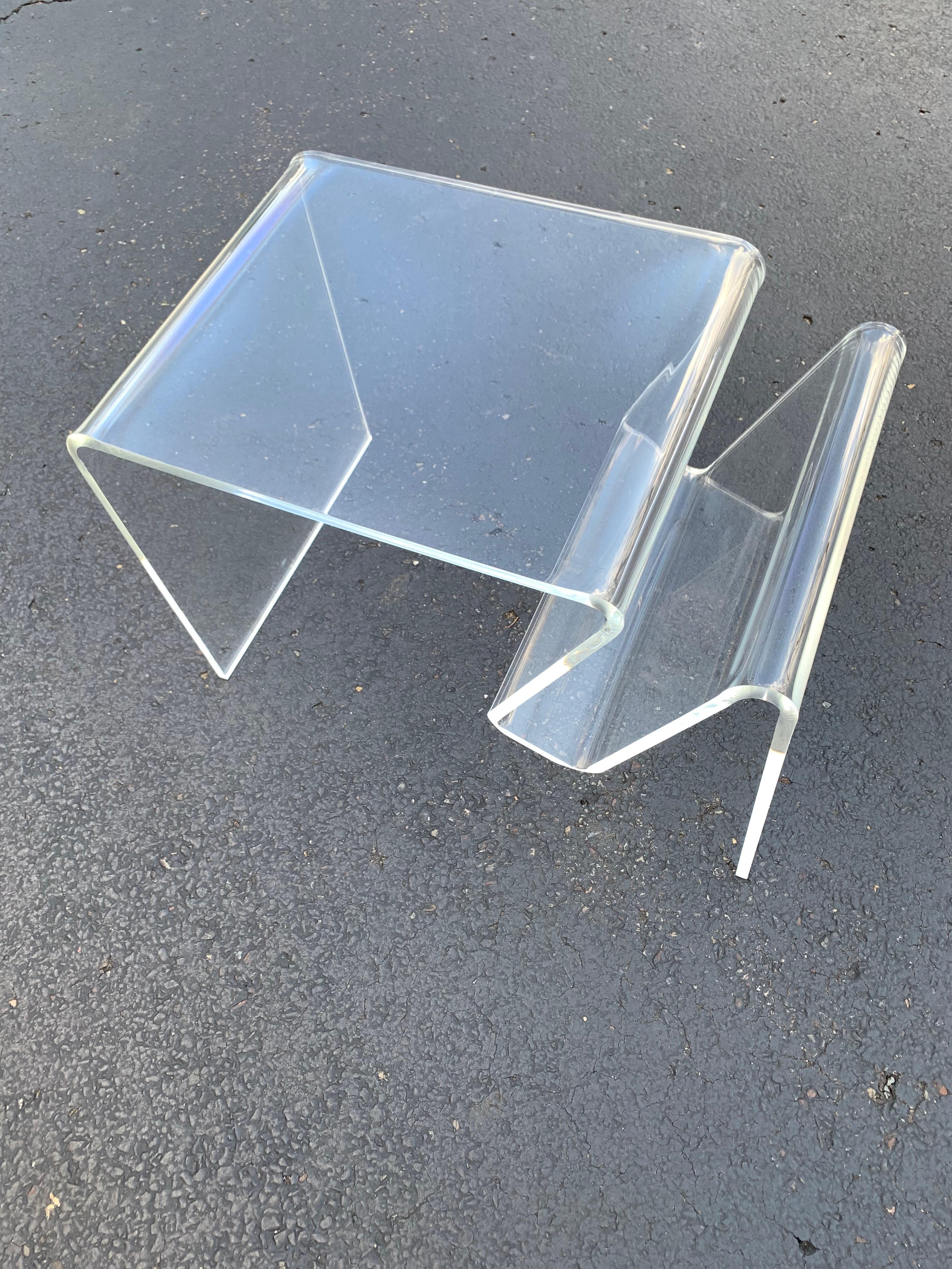 Hand-Crafted Mid-Century Modern Lucite Magazine Rack Table