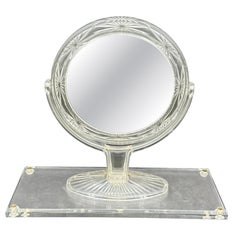 Mid-Century Modern Lucite Magnified Tilt Table Mirror, 1950s Design Mid-Century Modern Lucite Magnified Tilt Table Mirror, 1950s Design