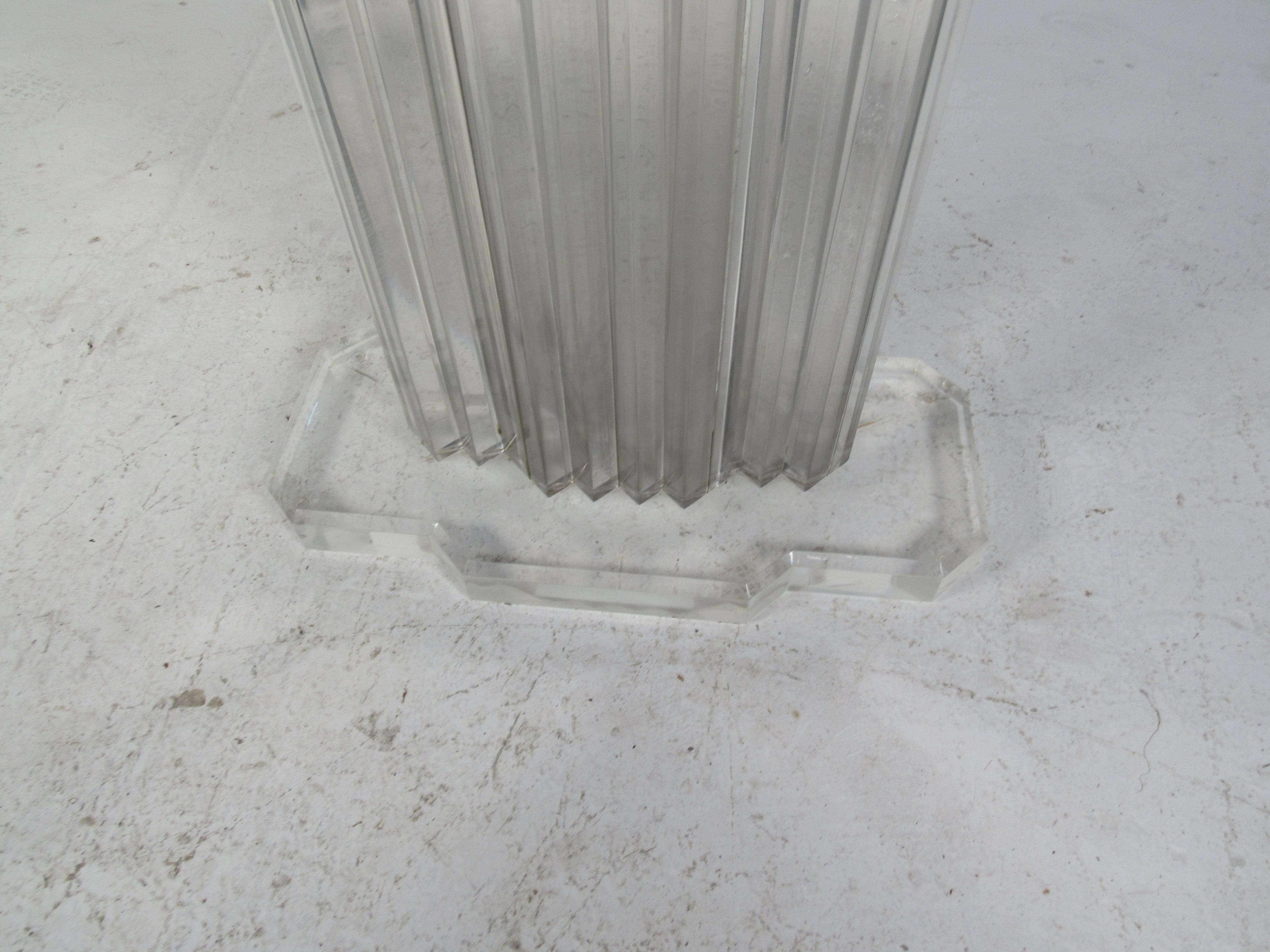 Mid-Century Modern Lucite Pedestal Console Table For Sale 5