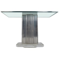Mid-Century Modern Lucite Pedestal Console Table
