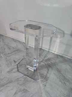 Mid-Century Modern Lucite Pedestal Side Table