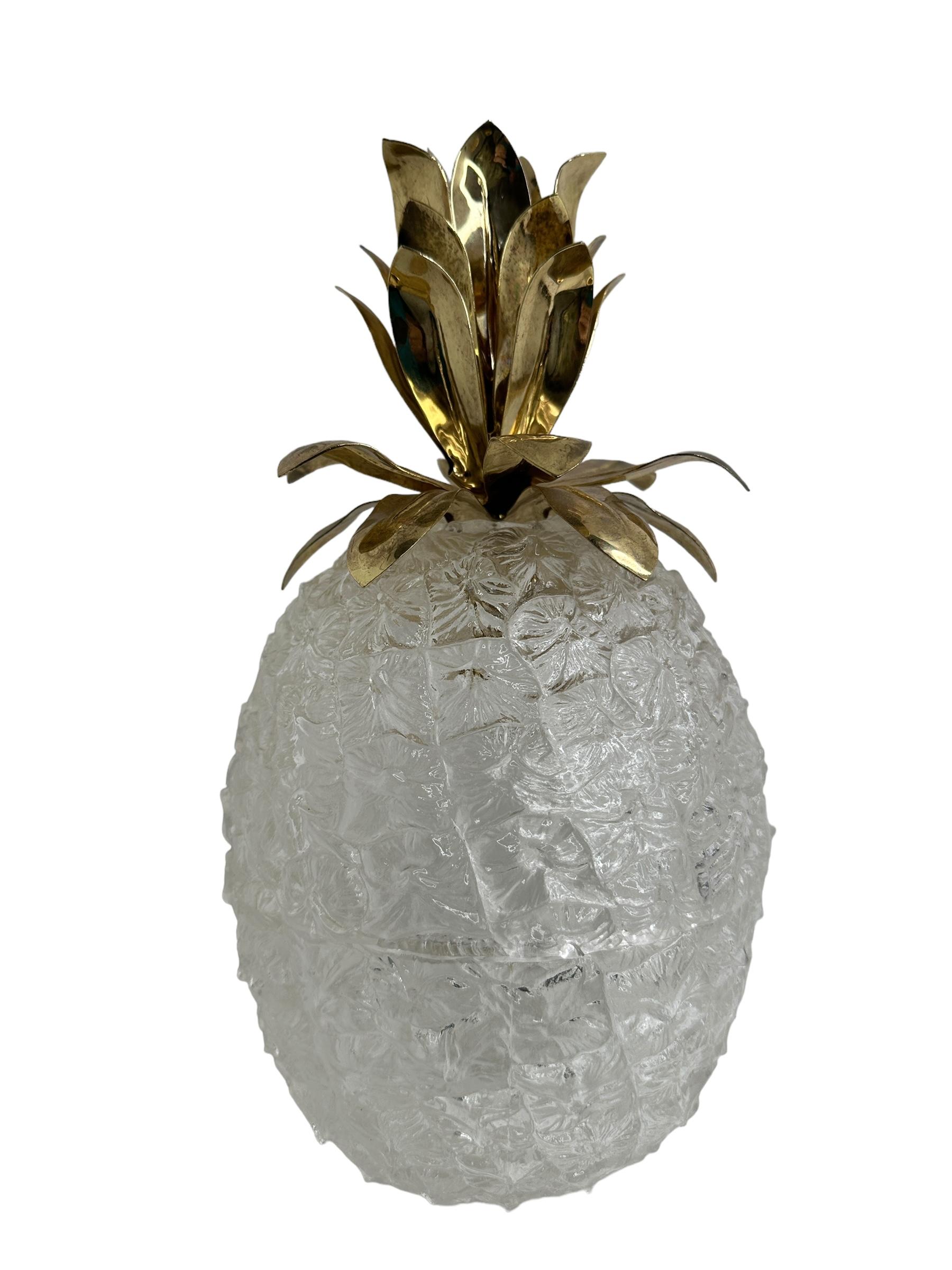 Late 20th Century Mid-Century Modern Lucite Pineapple Shaped Ice Bucket, Vintage German 1970s For Sale