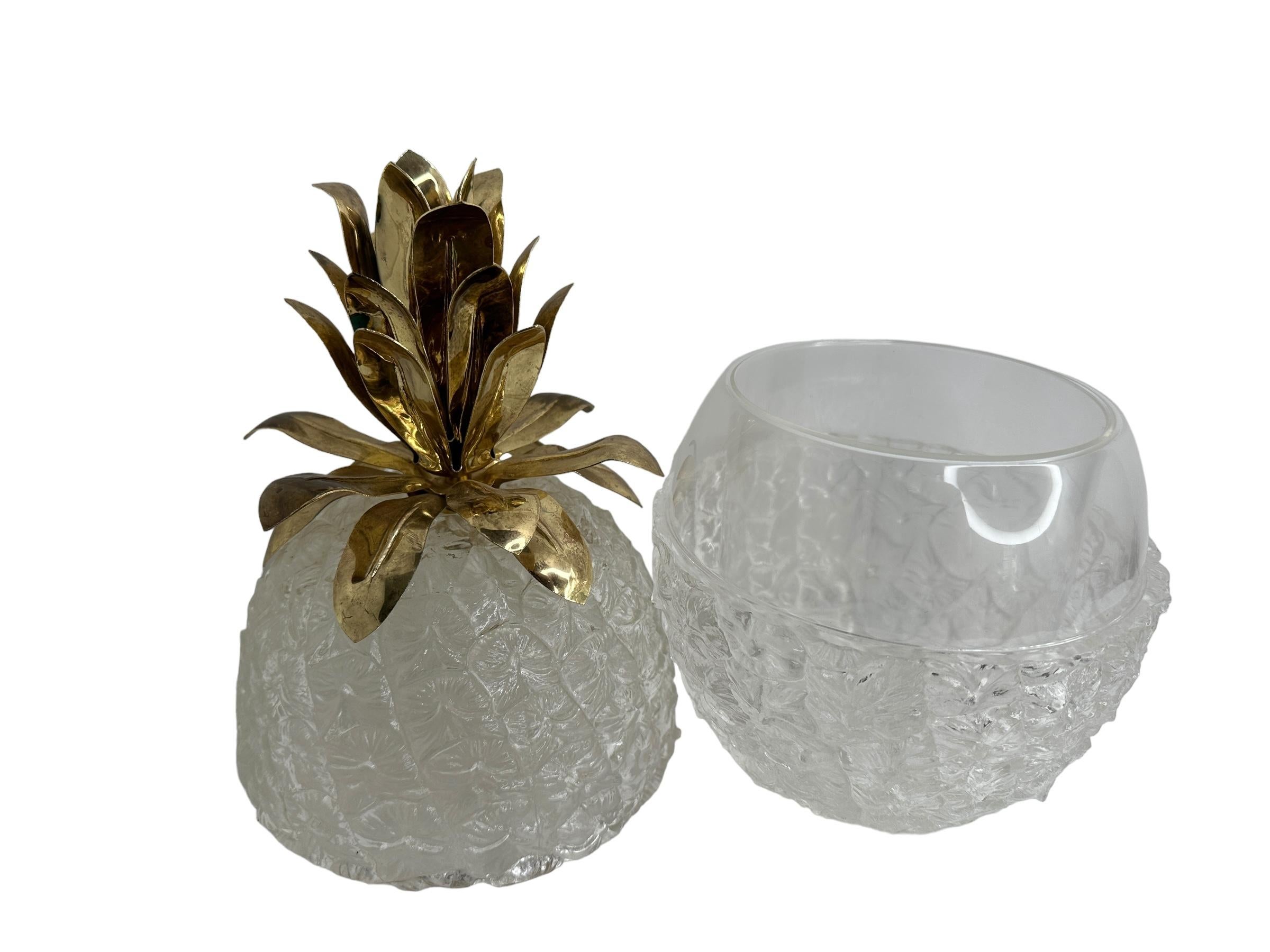 Metal Mid-Century Modern Lucite Pineapple Shaped Ice Bucket, Vintage German 1970s For Sale