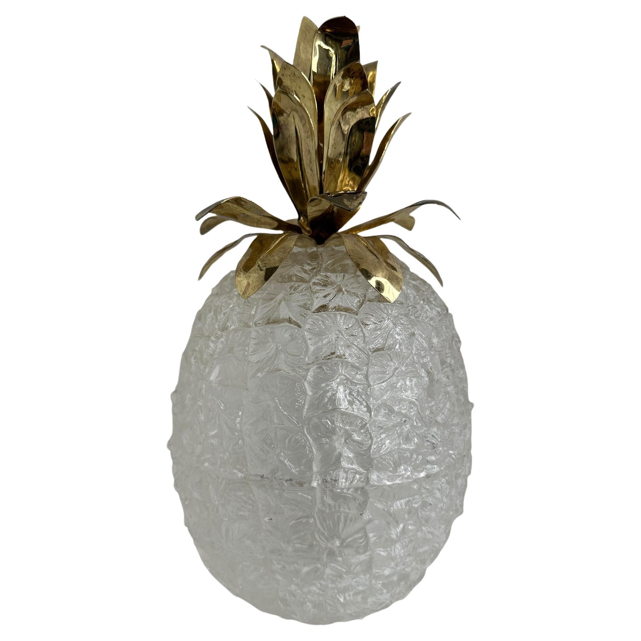 Mid-Century Modern Lucite Pineapple Shaped Ice Bucket, Vintage German 1970s For Sale