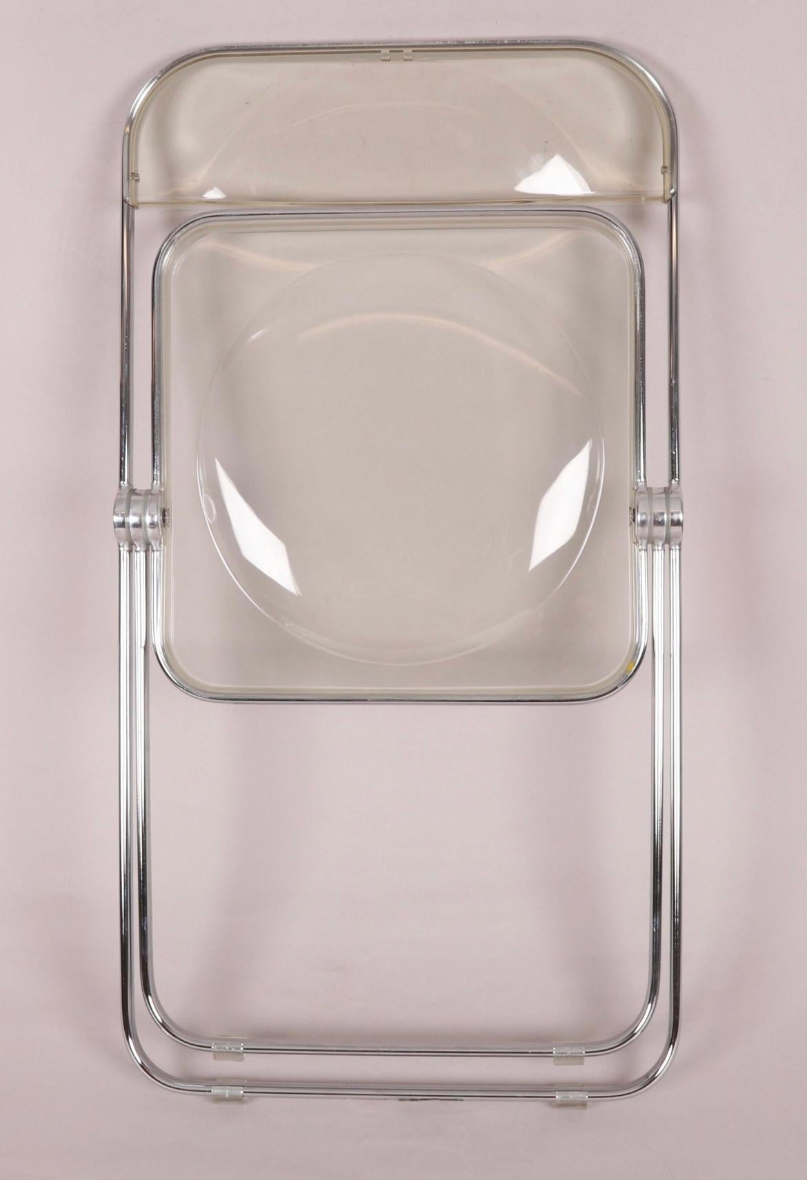 Mid-Century Modern Lucite pila folding chairs by Giancarlo Piretti for Castelli
Selling as a set of (4) chairs all from the same owner. Very clean with original Box.

Available in Brooklyn NYC

Like new.

About this piece
Folding chair