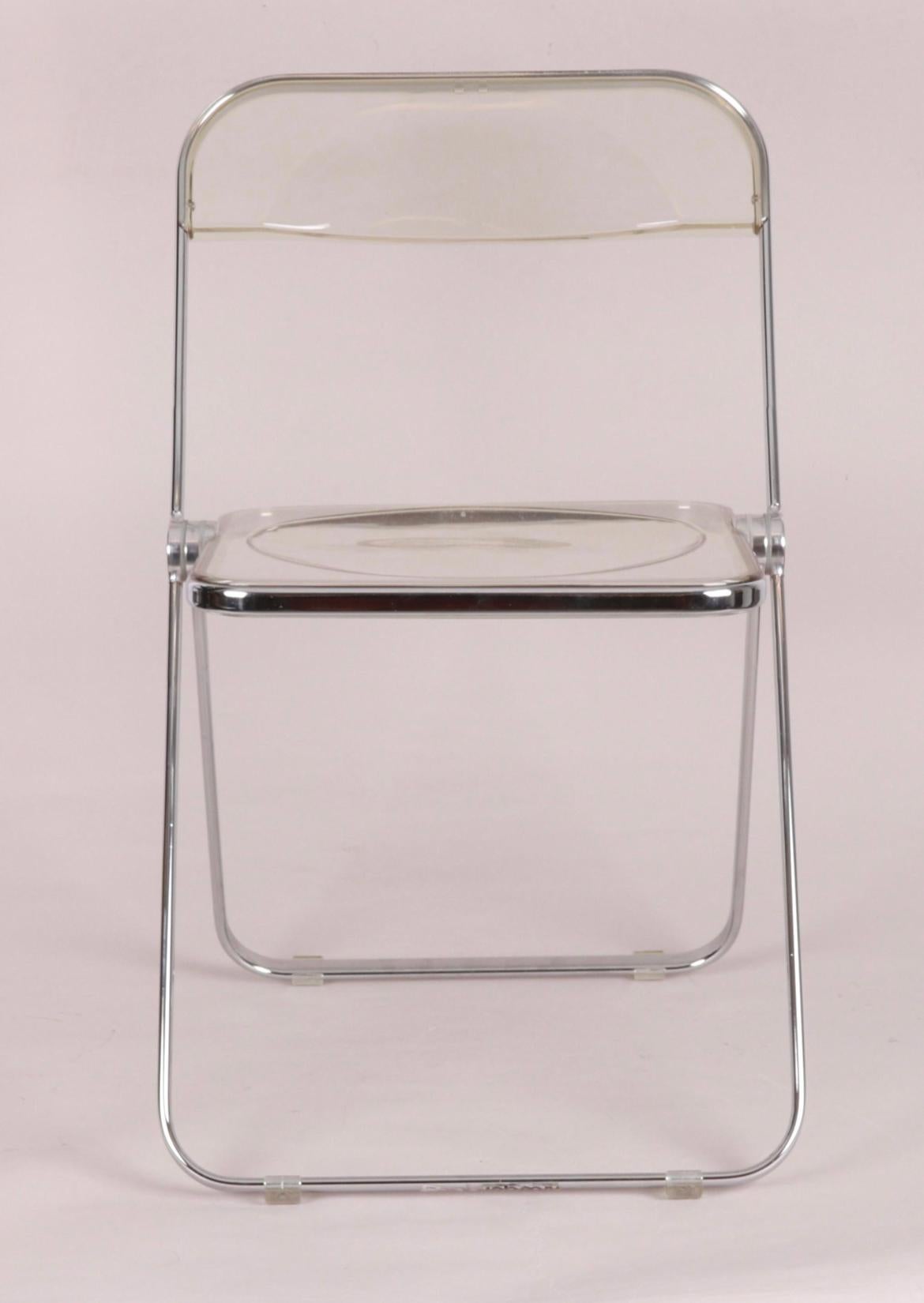 Italian Mid-Century Modern Lucite Plia Folding Chairs by Giancarlo Piretti for Castelli