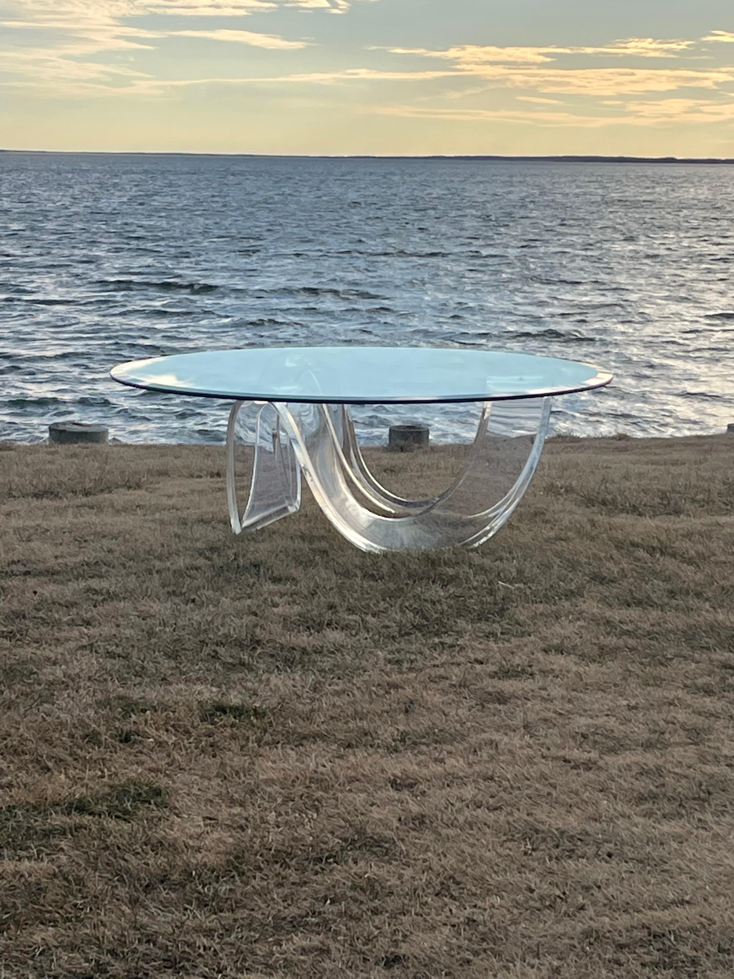 20th Century Mid Century Modern Lucite Ribbon Coffee Table  For Sale