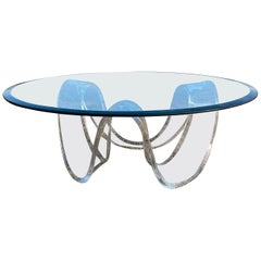 Tavolino da caffè a nastro in lucite del Mid Century Modern