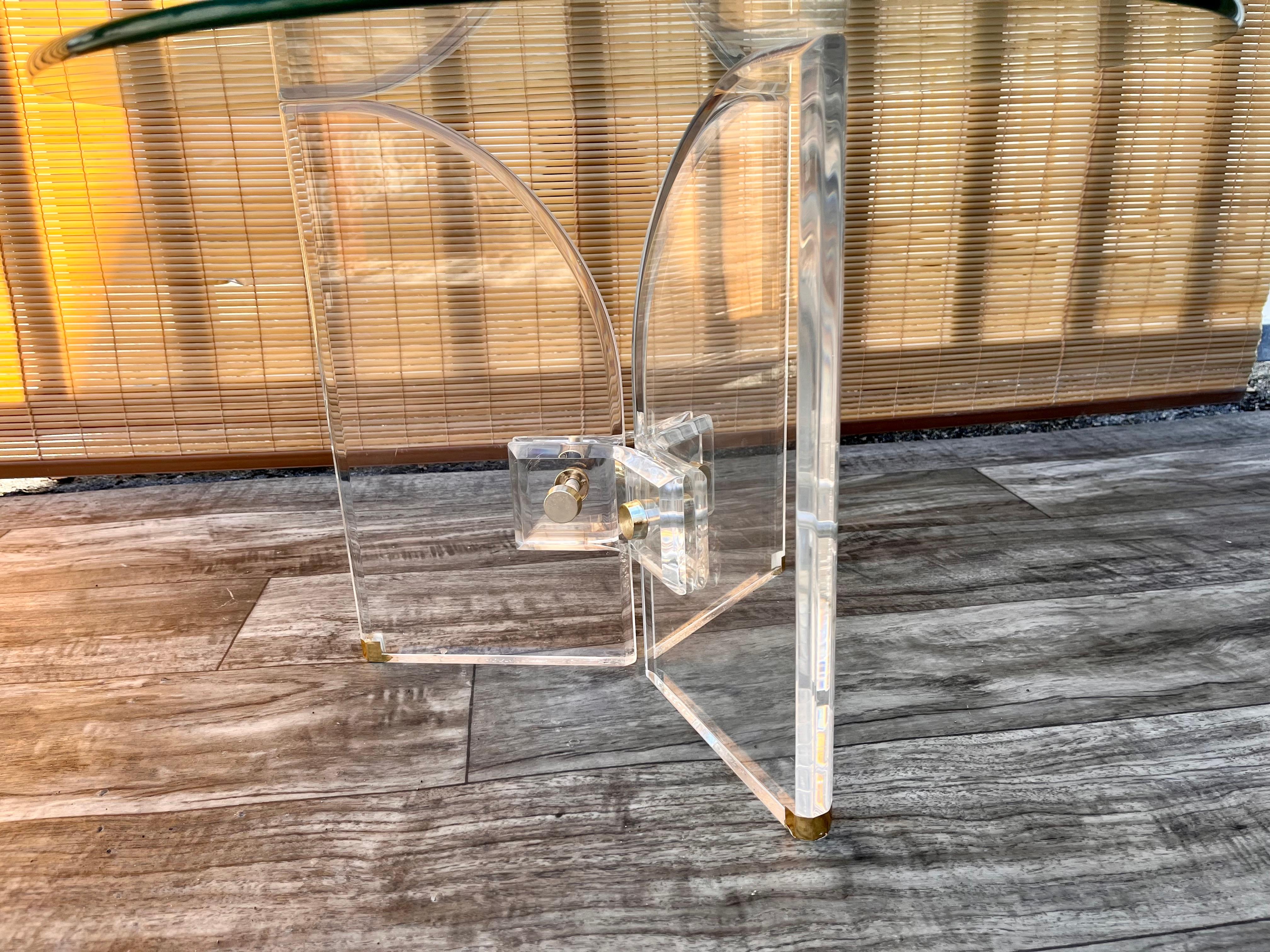 Glass Mid-Century Modern Lucite Side Table in the Manner of Charles Hollis Jones For Sale