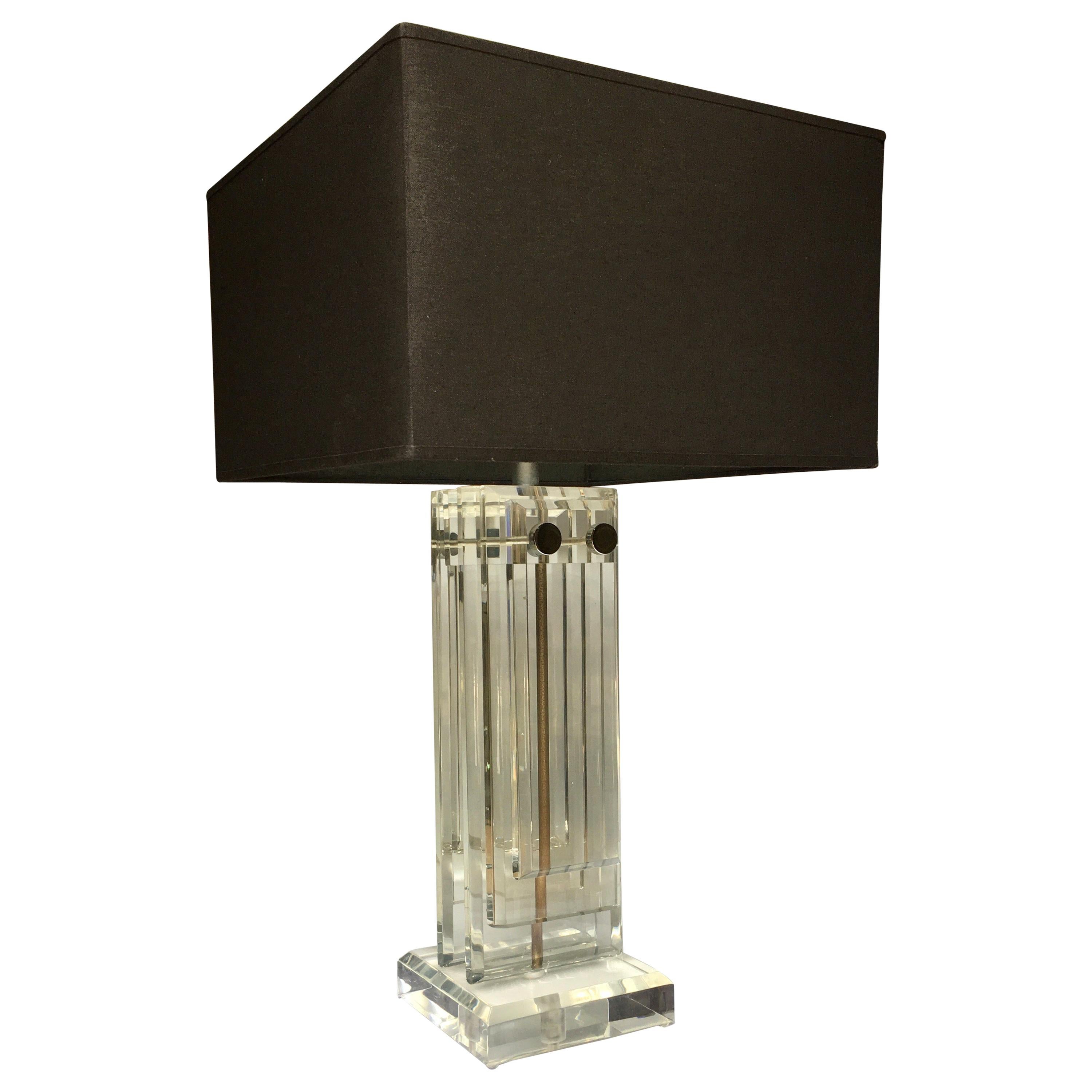 Mid-Century Modern Lucite Skyscraper Table Lamp For Sale