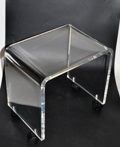 Mid-Century Modern Lucite Stool, Vanity Stool, Bench on Casters
