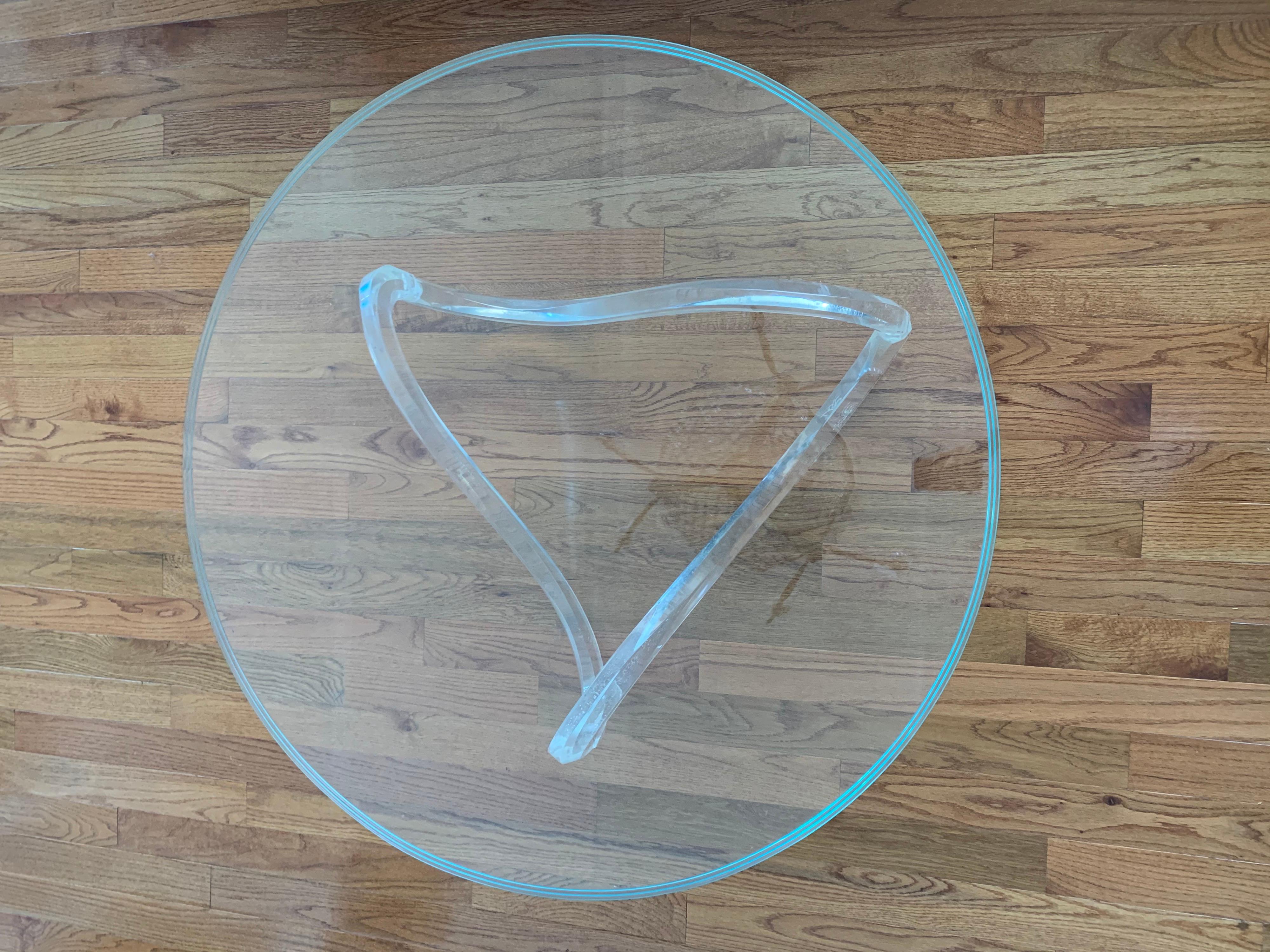 Mid-Century Modern Lucite Swirl and Glass Top Cocktail Coffee Table 7
