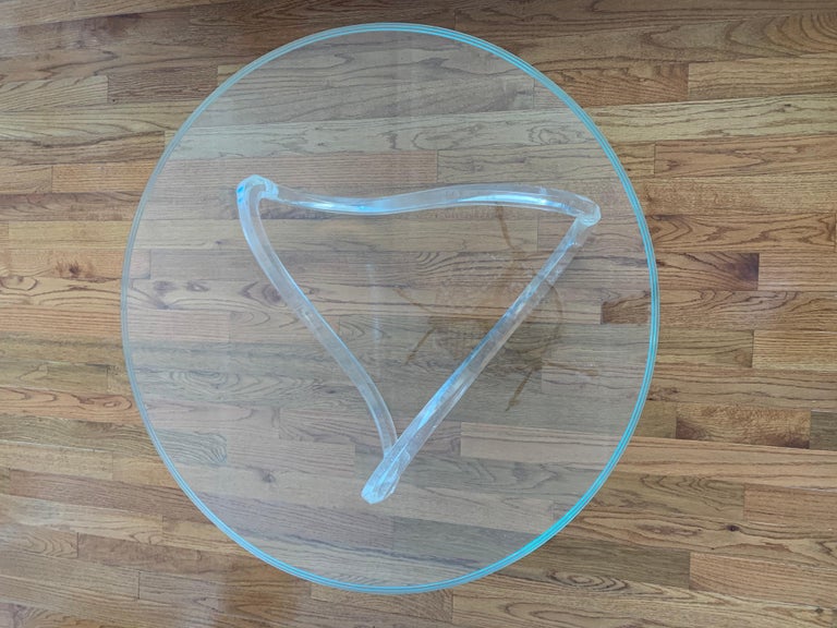 Mid-Century Modern Lucite Swirl and Glass Top Cocktail Coffee Table For Sale 8