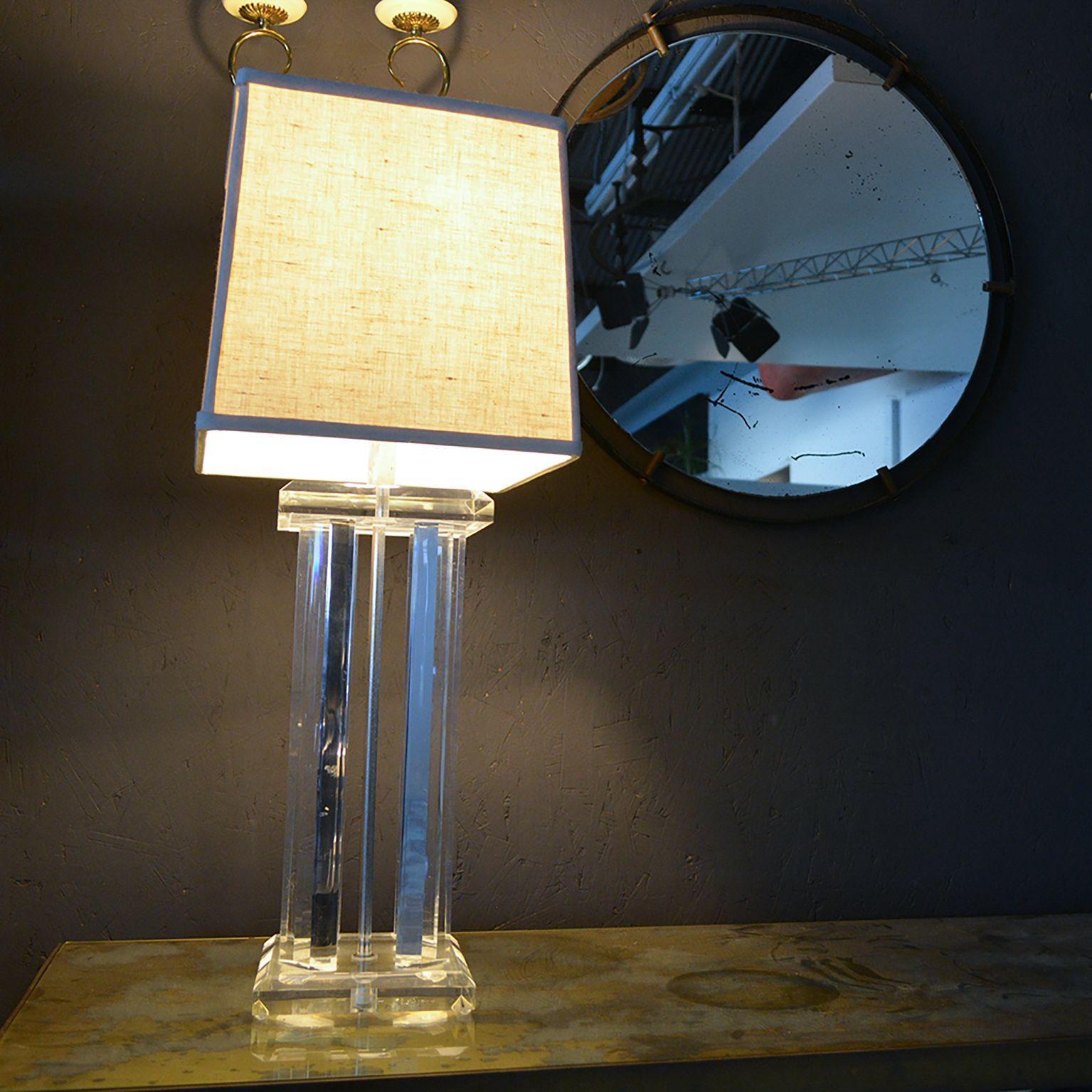Regency Modern Lucite Table Lamp style of Charles Hollis Jones 1960s 3