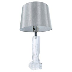 Mid-Century Modern Lucite Table Lamp with Chipped Ice Effect, 1970s