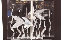Mid-Century Modern Lucite Table Lamp with Incised Fish Theme