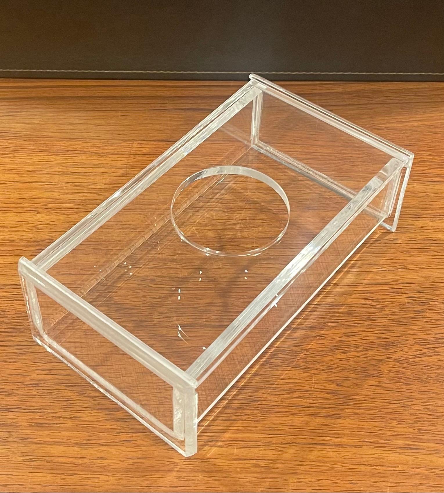 North American Mid-Century Modern Lucite Tissue Box in the Style of Charles Hollis Jones For Sale
