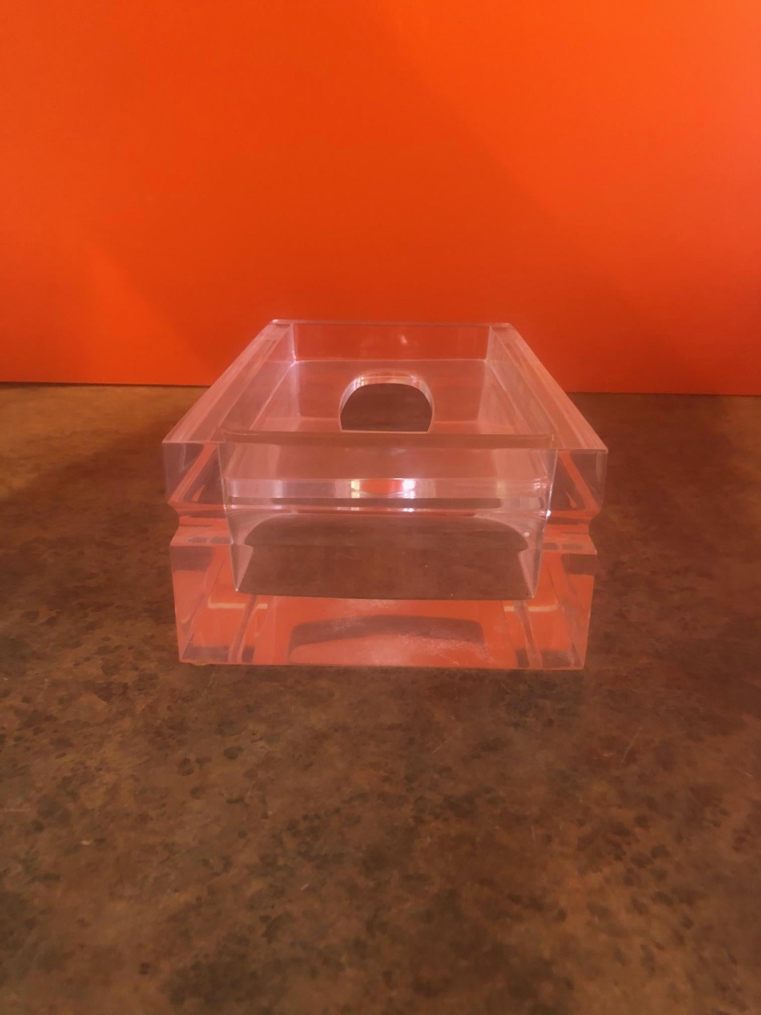 North American Mid-Century Modern Lucite Tissue Box in the Style of Charles Hollis Jones For Sale