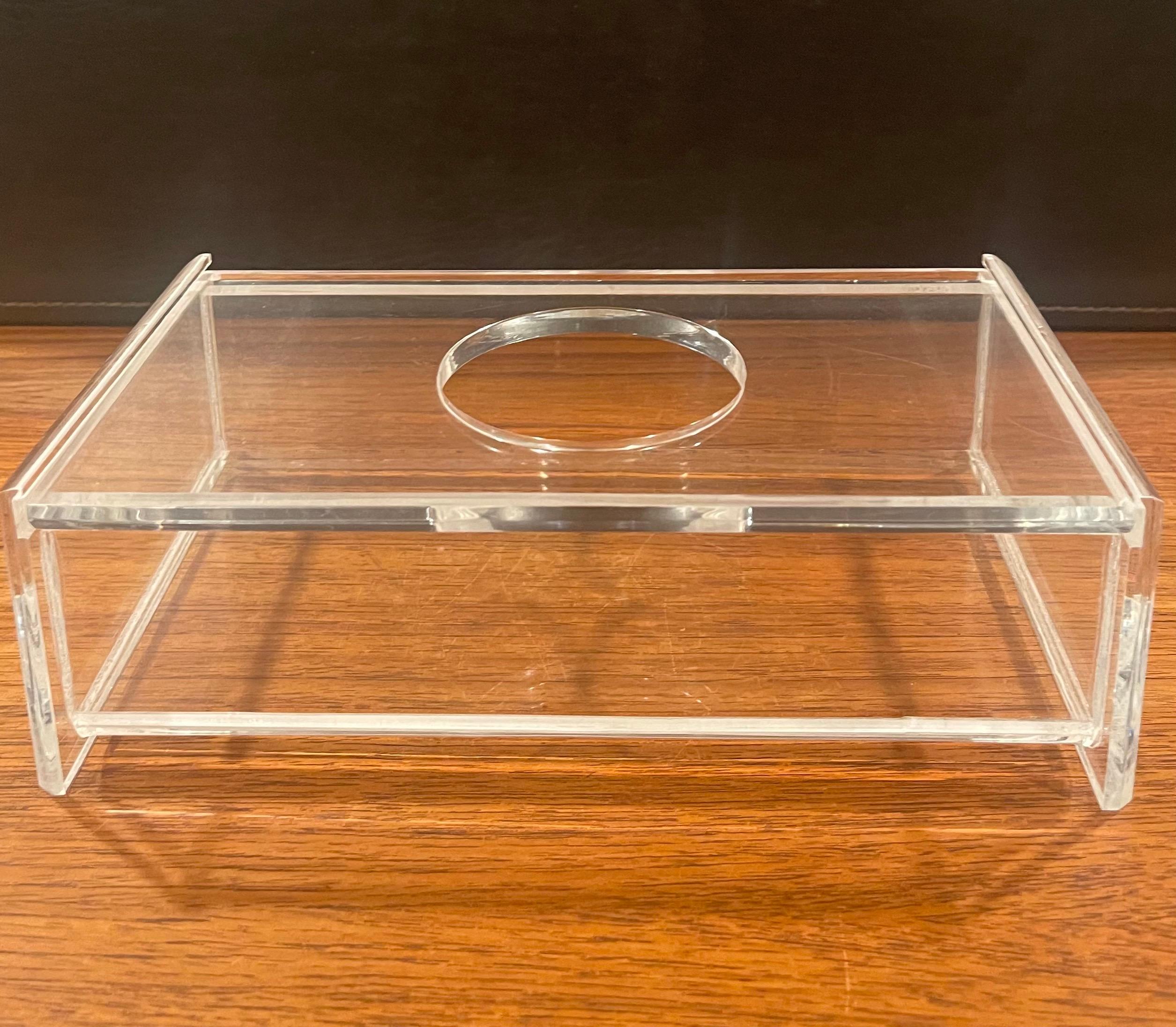 20th Century Mid-Century Modern Lucite Tissue Box in the Style of Charles Hollis Jones For Sale