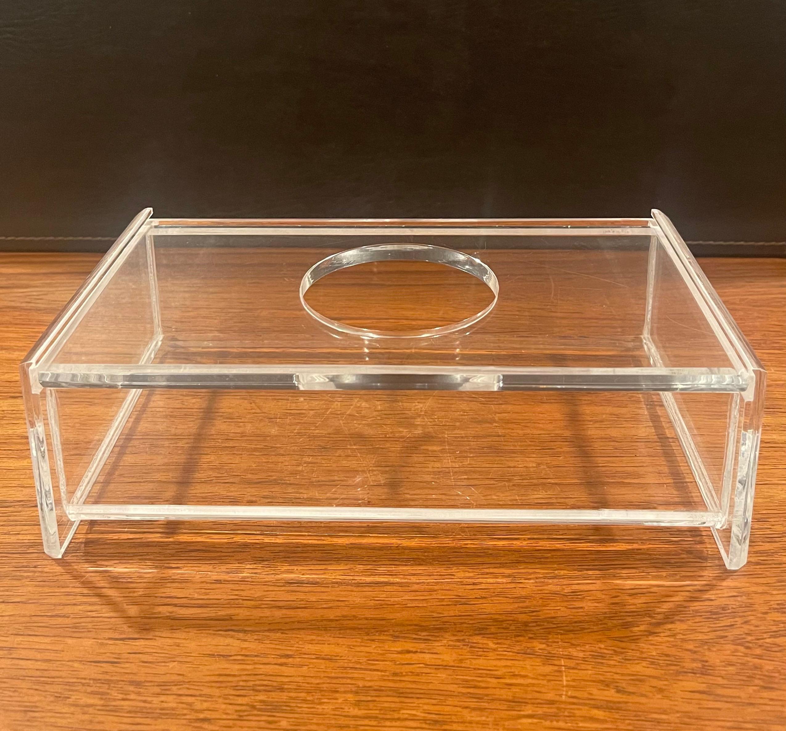 Mid-Century Modern Lucite Tissue Box in the Style of Charles Hollis Jones For Sale 1