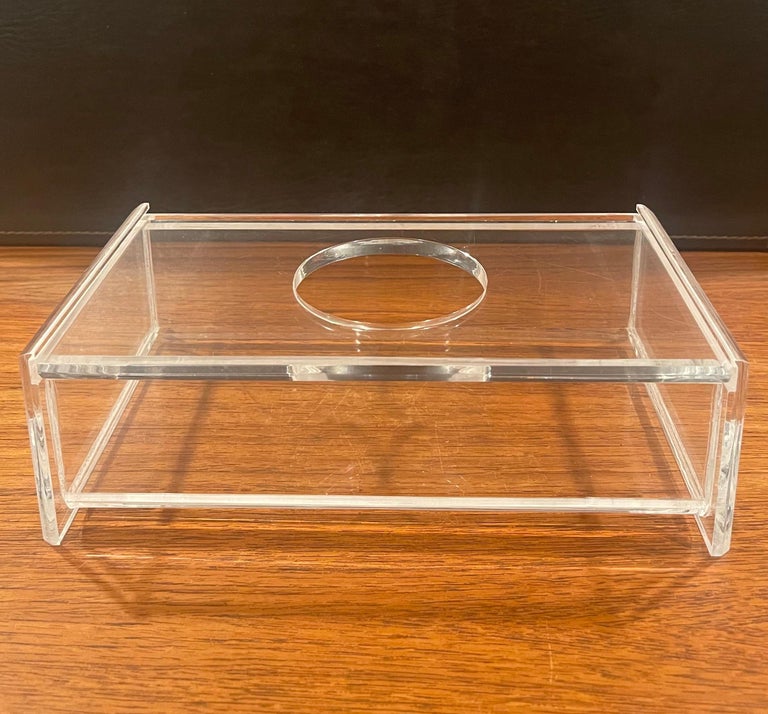 MidCentury Modern Lucite Tissue Box in the Style of Charles Hollis