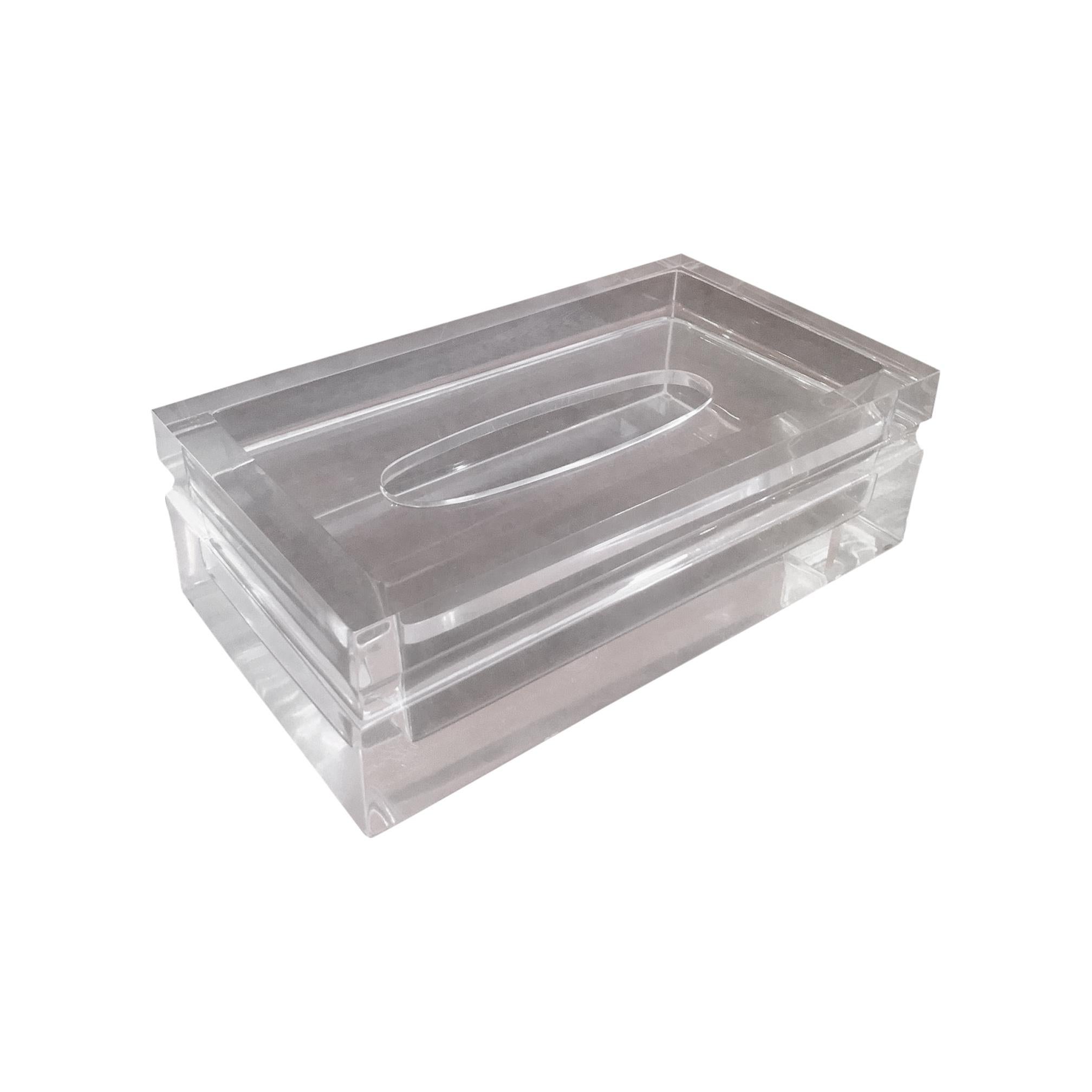 Mid-Century Modern Lucite Tissue Box in the Style of Charles Hollis Jones