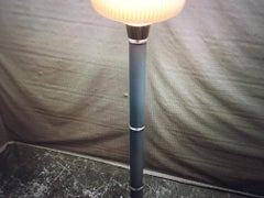Mid Century Modern Lucite Torchiere Floor Lamp w/ Opaque Ribbed Glass Shade