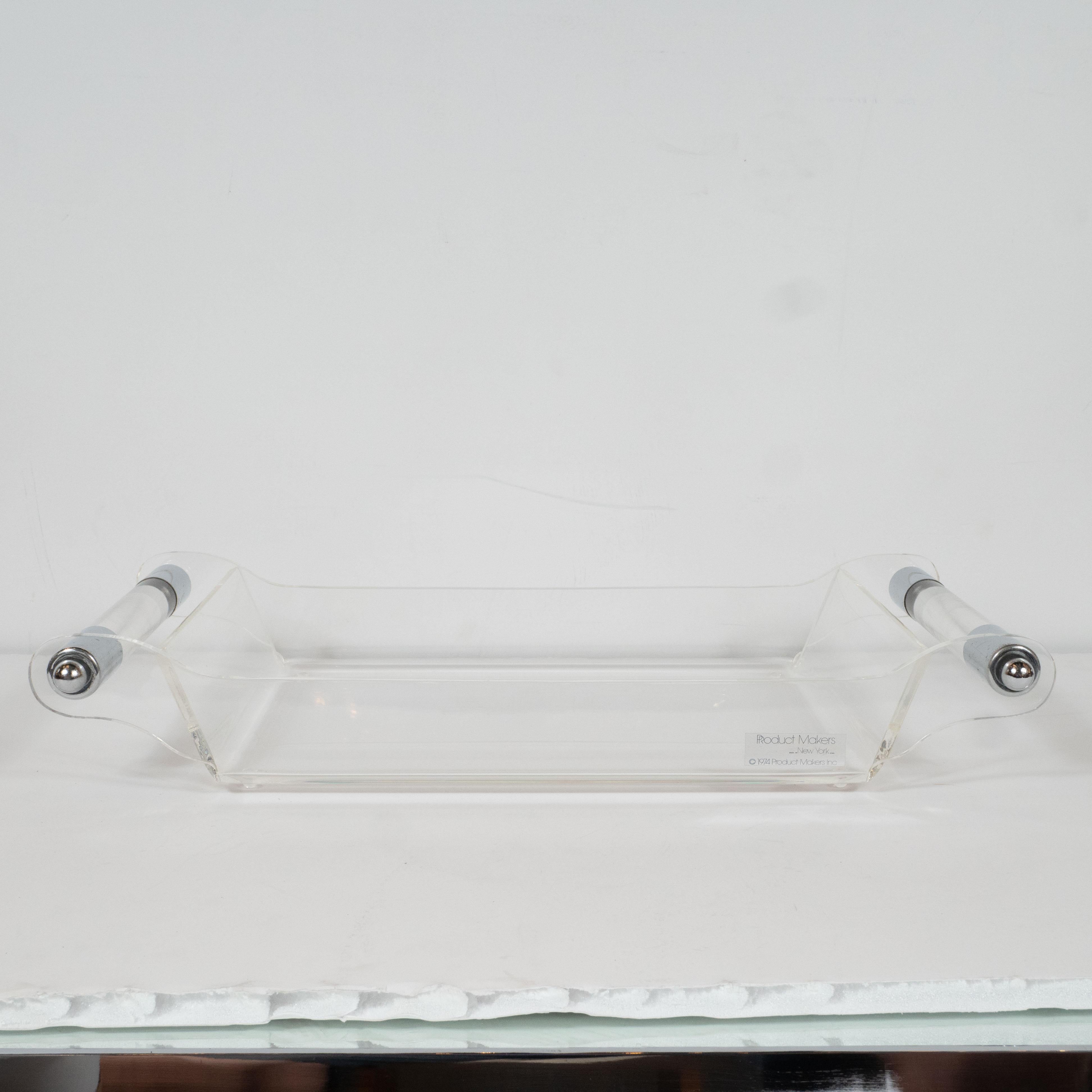 Mid-Century Modern Lucite Tray with Chrome Fittings by Product Makers 5