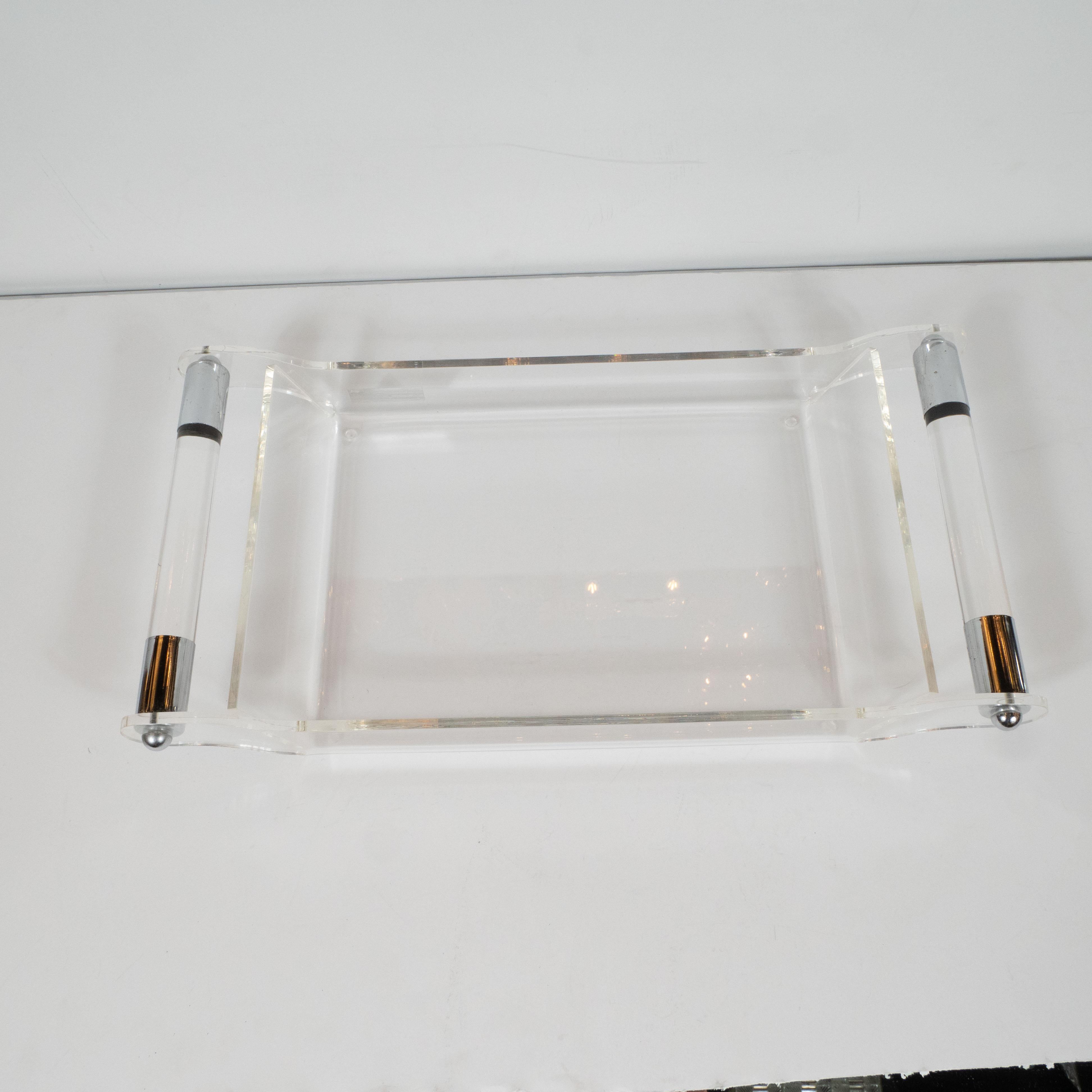 Mid-Century Modern Lucite Tray with Chrome Fittings by Product Makers In Excellent Condition In New York, NY