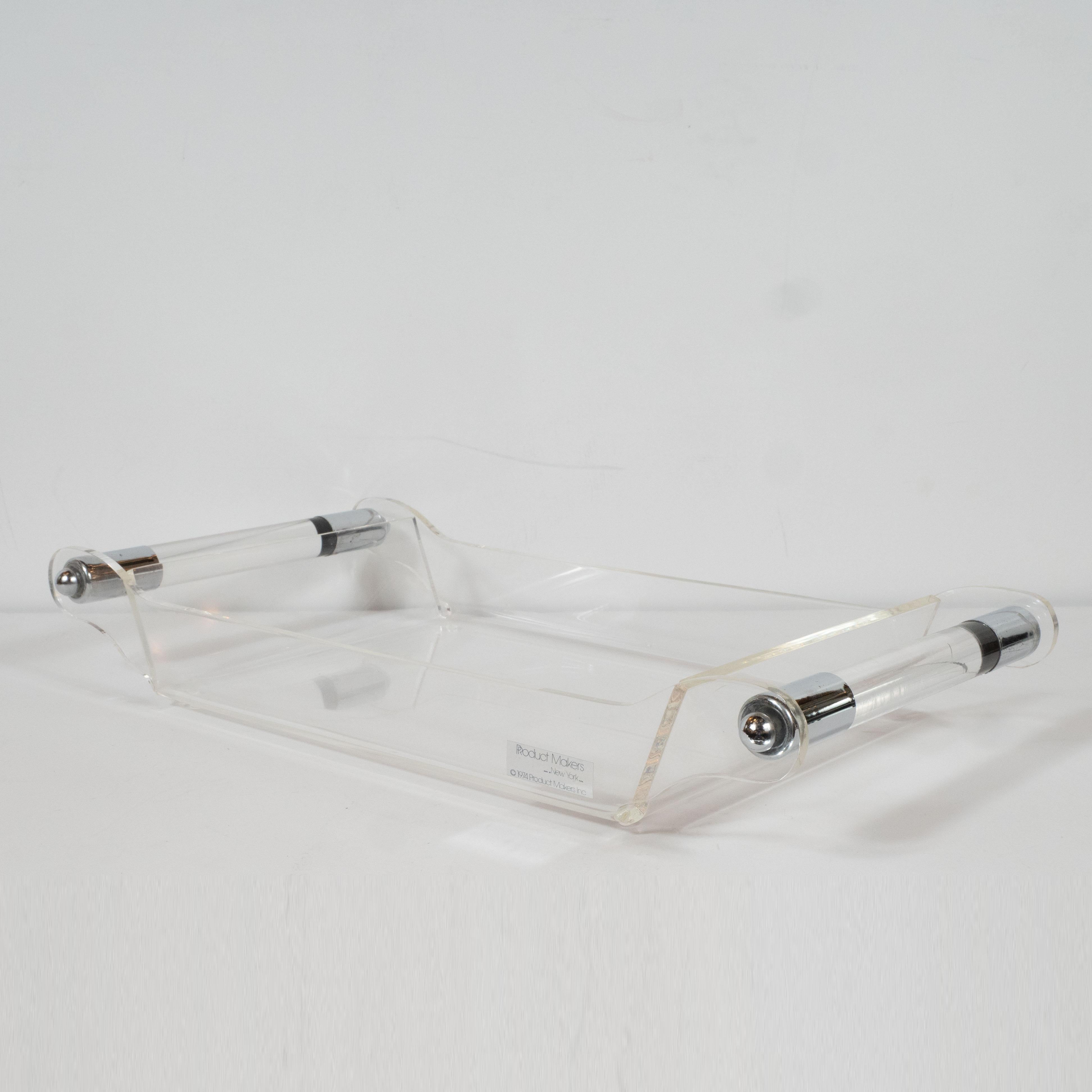 Mid-Century Modern Lucite Tray with Chrome Fittings by Product Makers 2