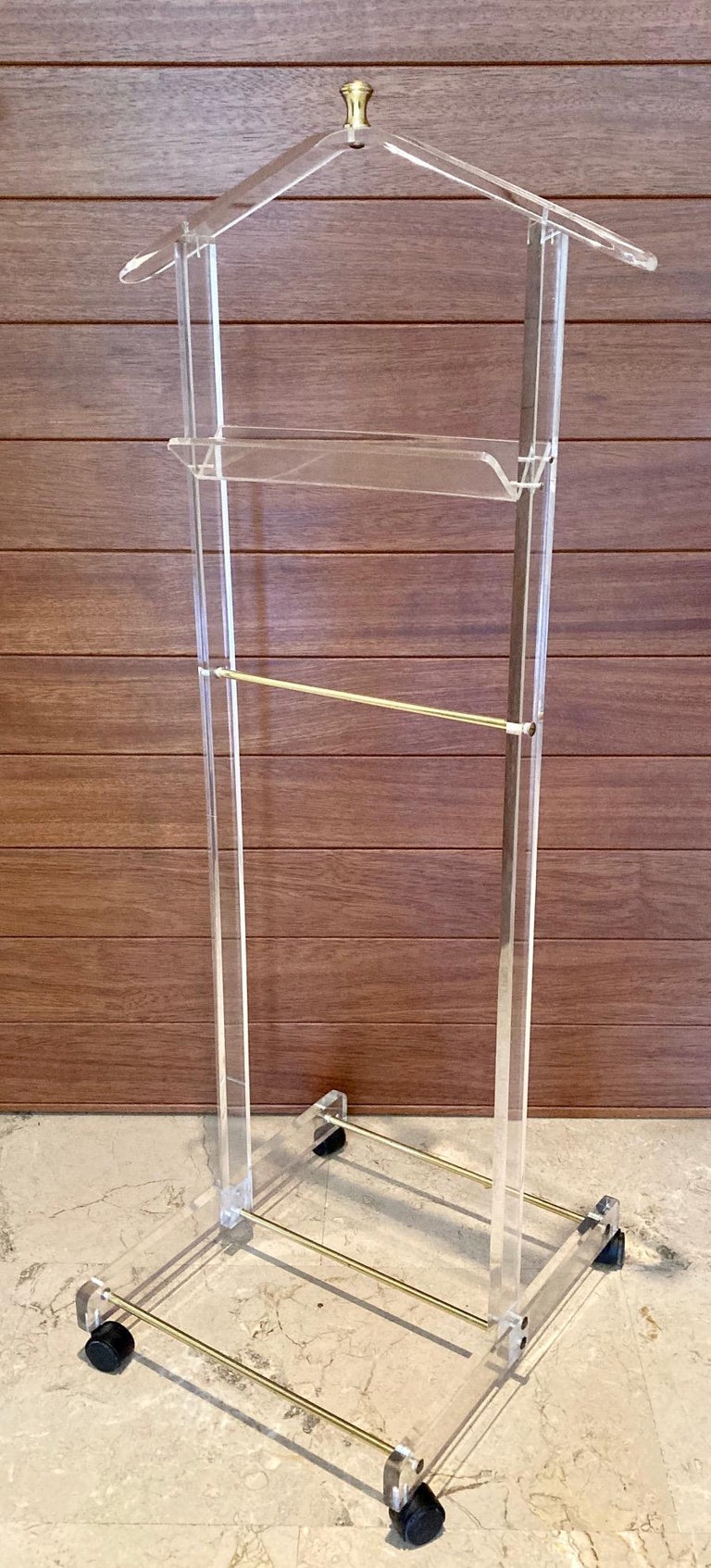 MidCentury Modern Lucite Valet Stand with Wheels For Sale at 1stDibs