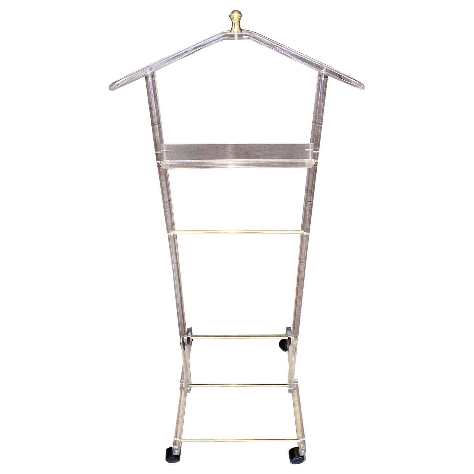 Mid-Century Modern Lucite Valet Stand with Wheels For Sale