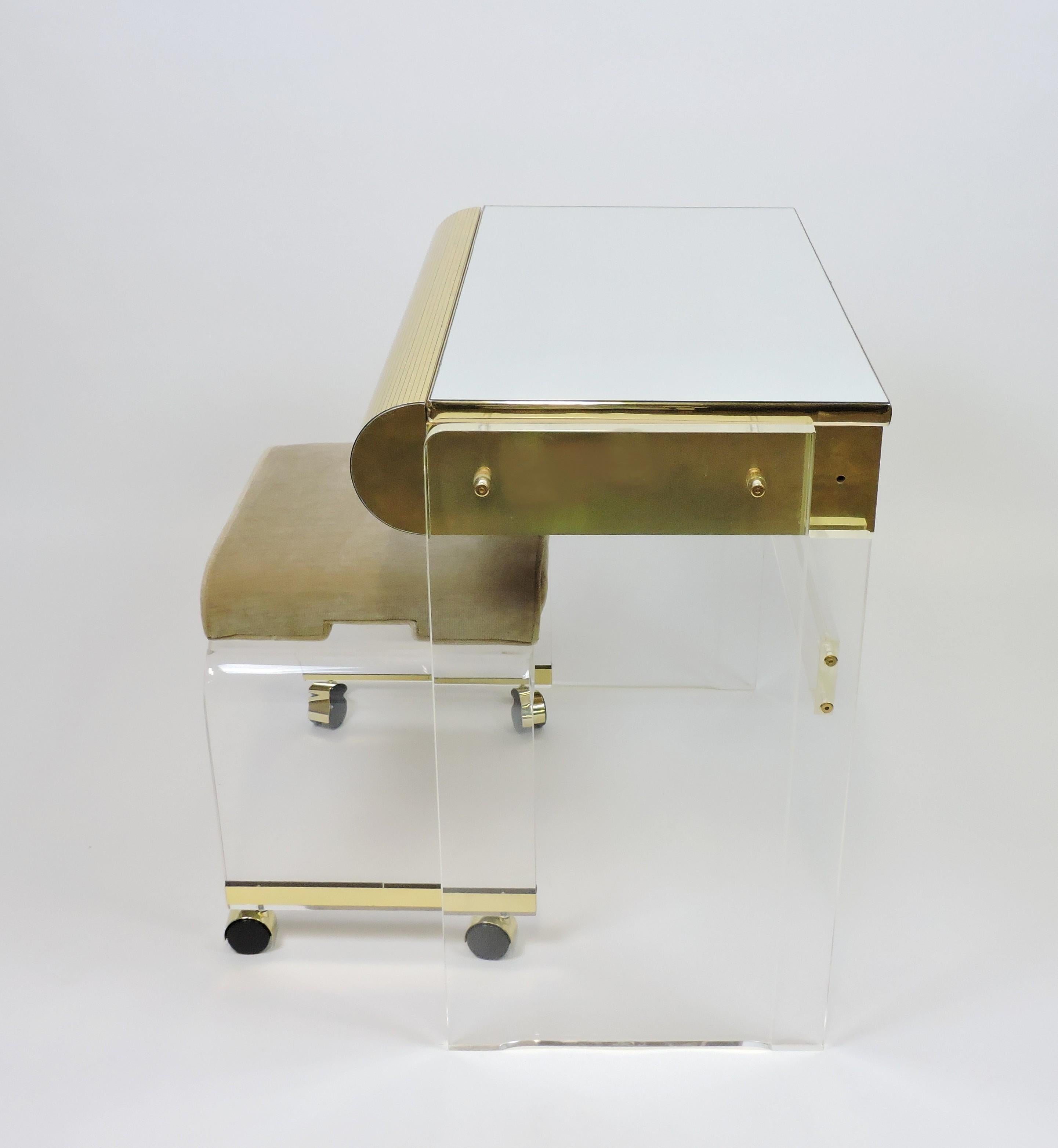 Late 20th Century Mid-Century Modern Lucite Vanity and Stool by Hill Manufacturing