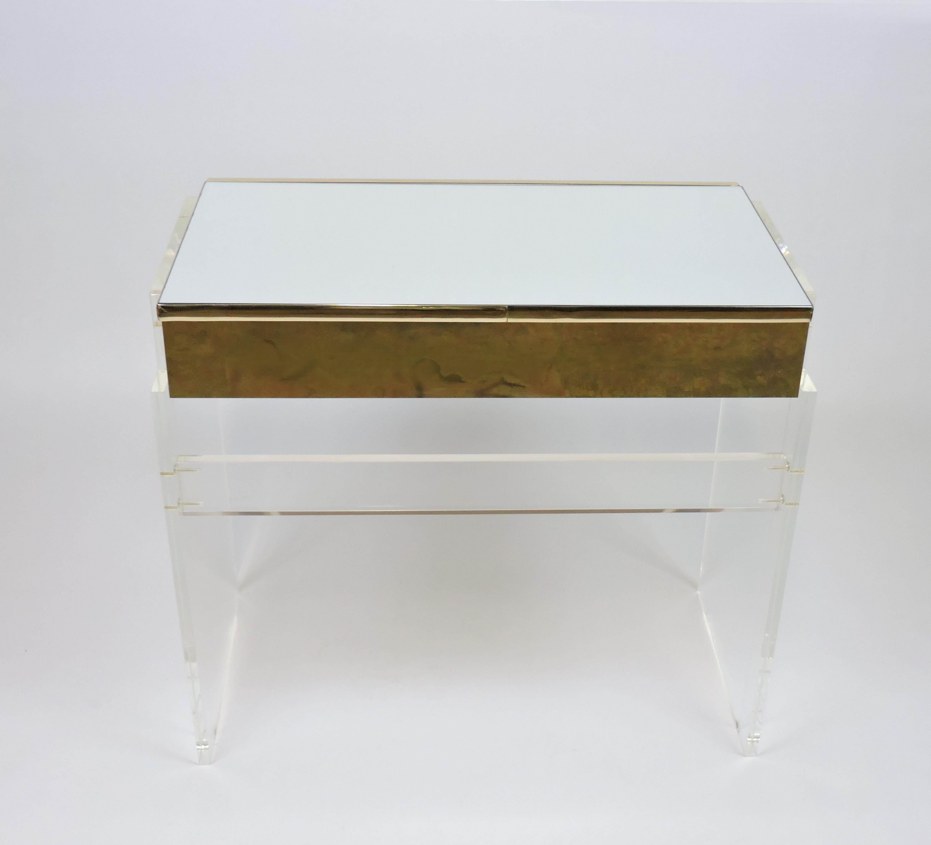 Upholstery Mid-Century Modern Lucite Vanity and Stool by Hill Manufacturing