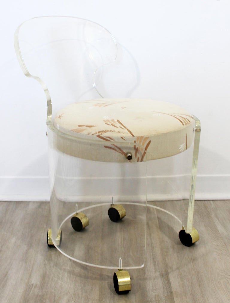 MidCentury Modern Lucite Vanity Chair Wheels Charles Hollis Jones for Hill 70s at 1stDibs