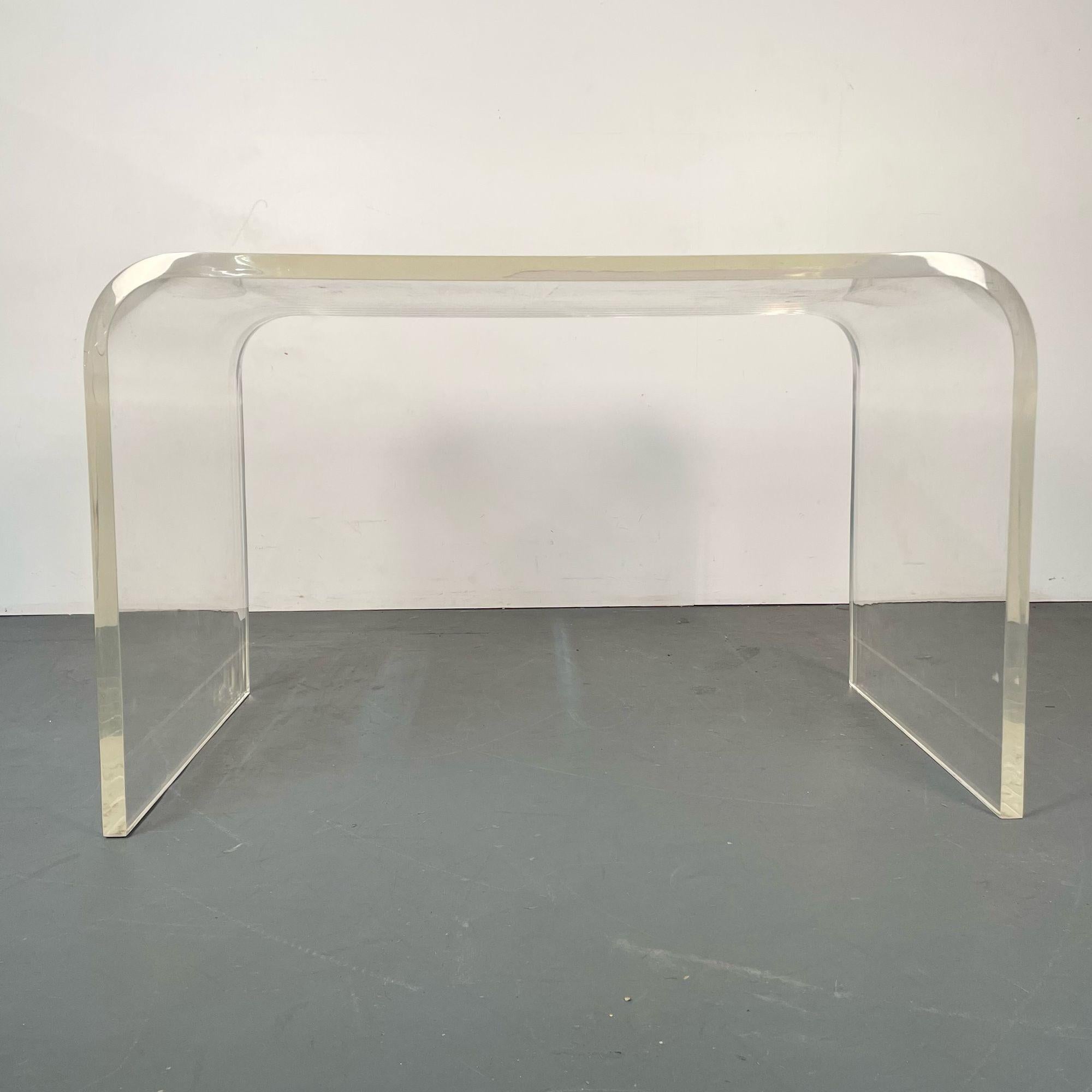 Mid-Century Modern Lucite Waterfall Console / Writing Table or Desk In Good Condition For Sale In Stamford, CT