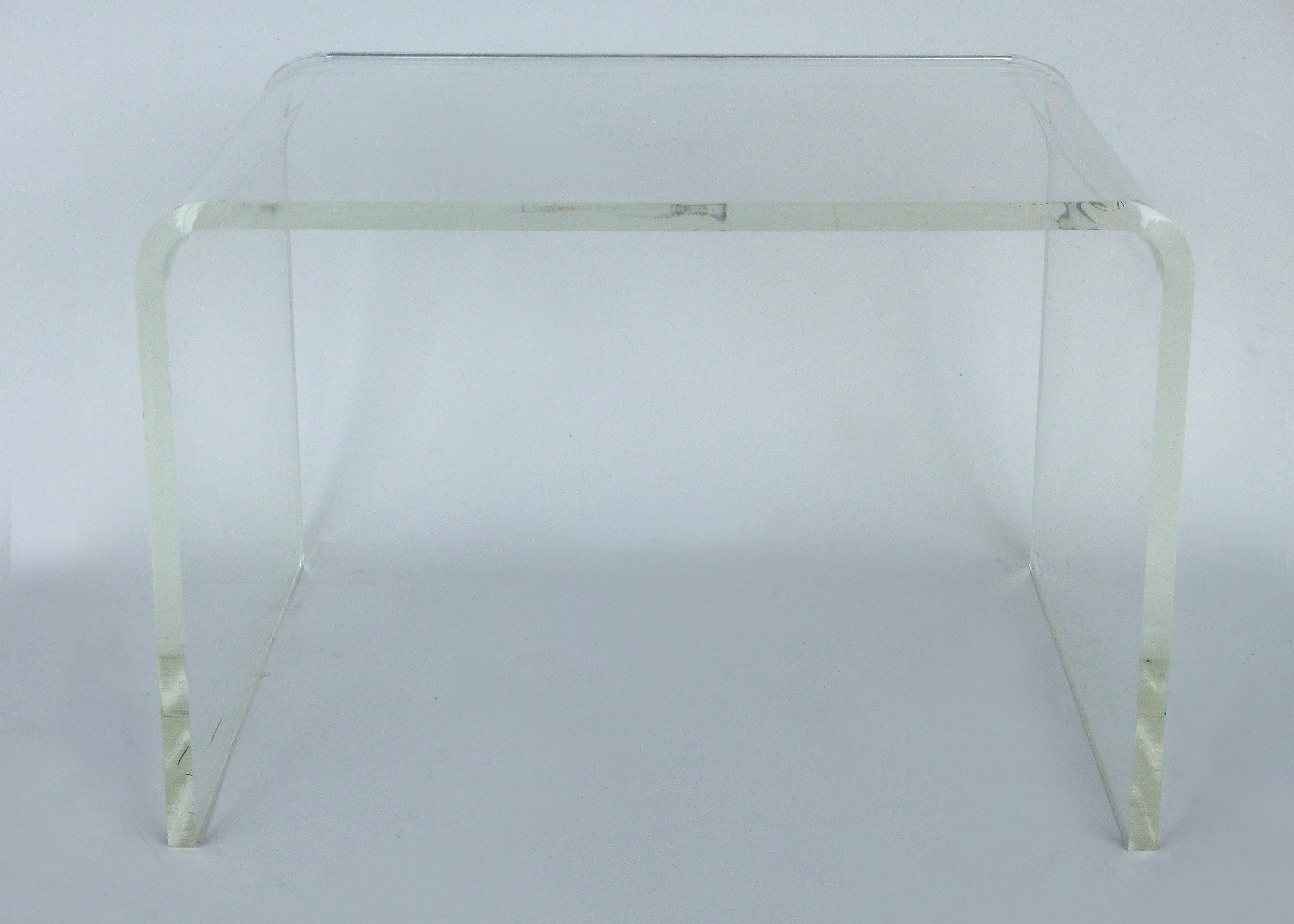 Late 20th Century Mid-Century Modern Lucite Waterfall Side Table