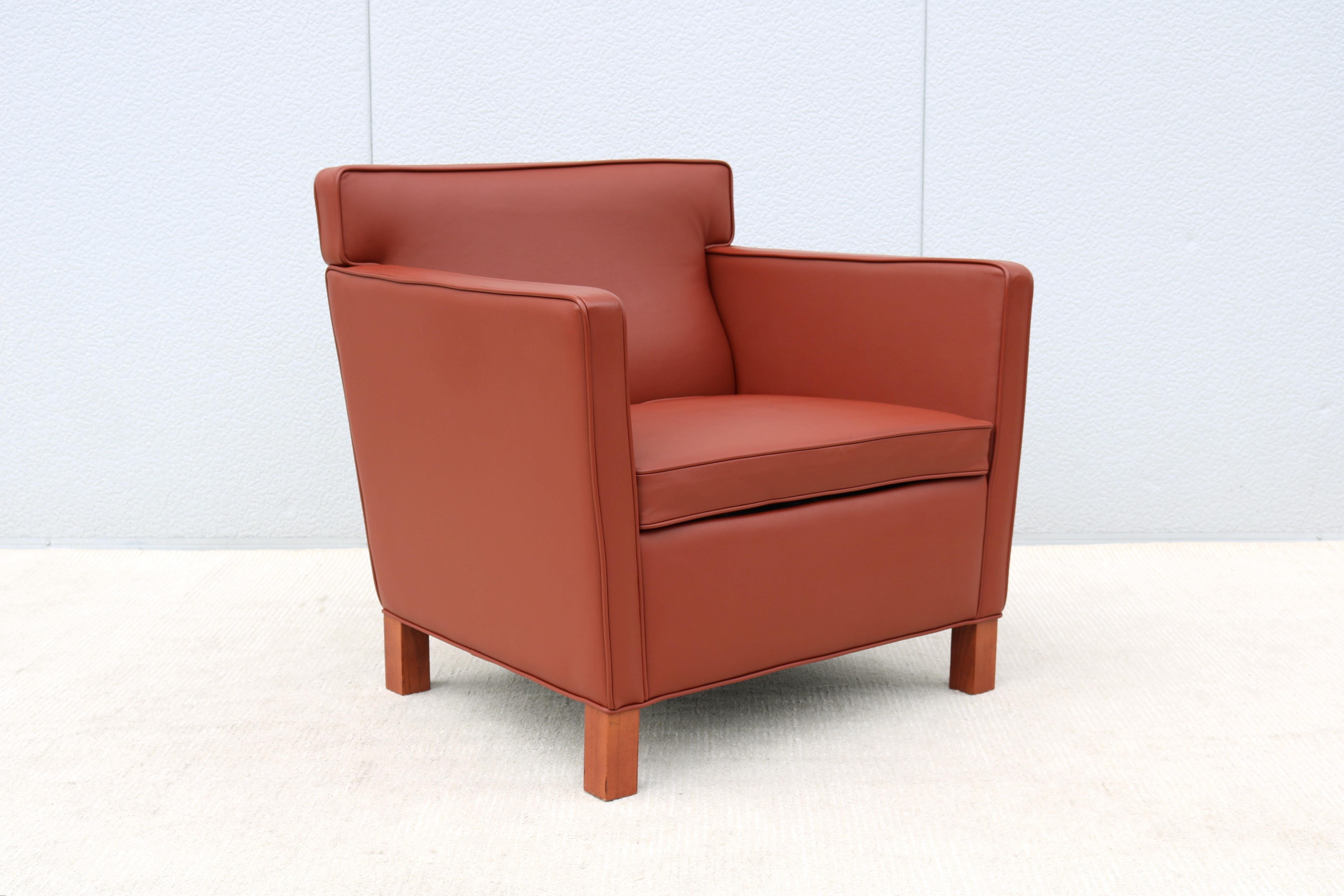Mid-Century Modern Ludwig Mies van der Rohe für Knoll Krefeld Brown Lounge Chair (Leder) im Angebot