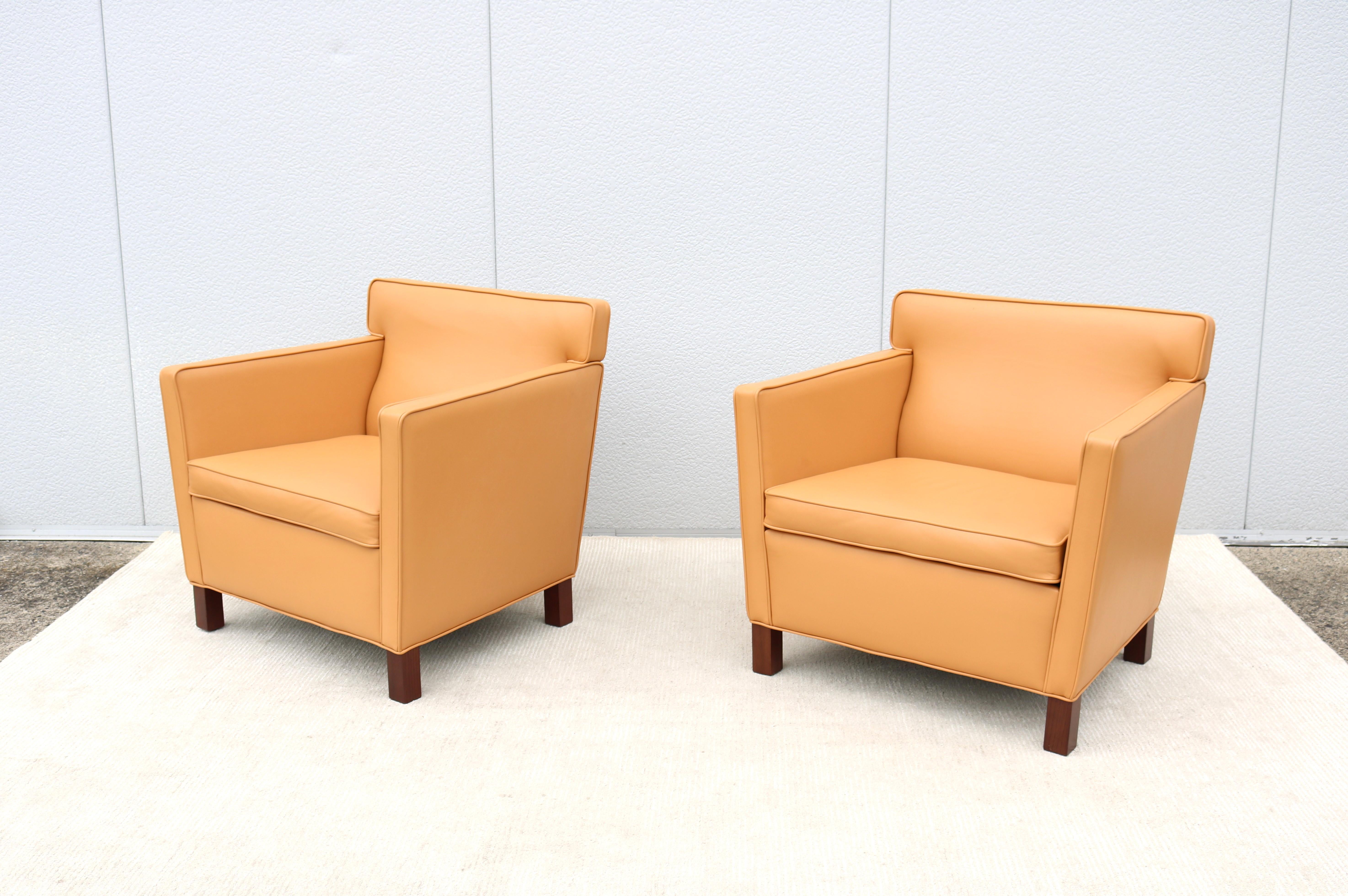 Leather Mid-Century Modern Ludwig Mies van der Rohe for Knoll Krefeld Lounge Chairs Pair For Sale