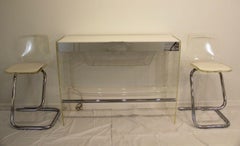 Mid Century Modern Luigi Bardini For Hill Mfg Lucite Bar and Pair of Stools